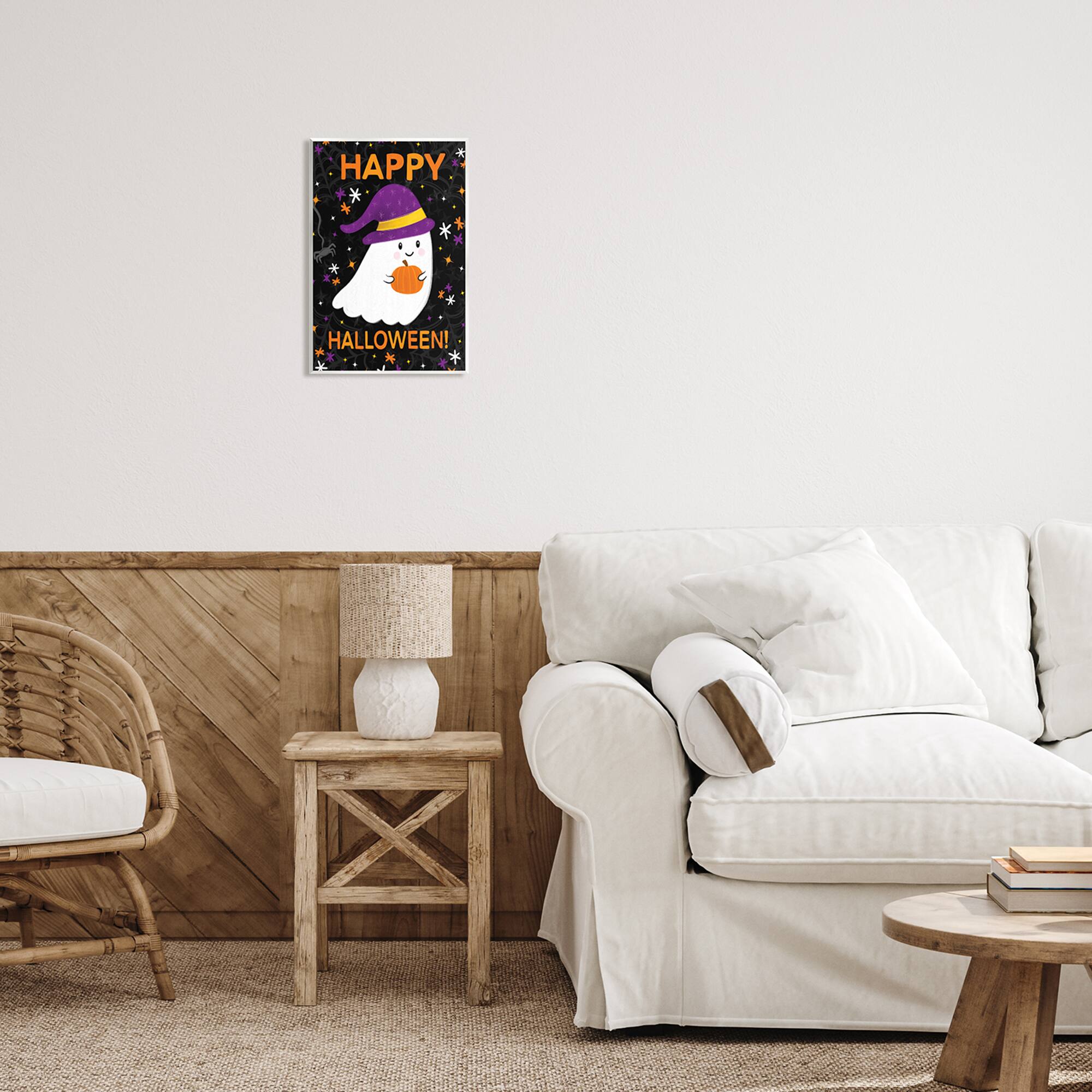 Stupell Industries Happy Halloween Happy Ghost Wall Plaque Art