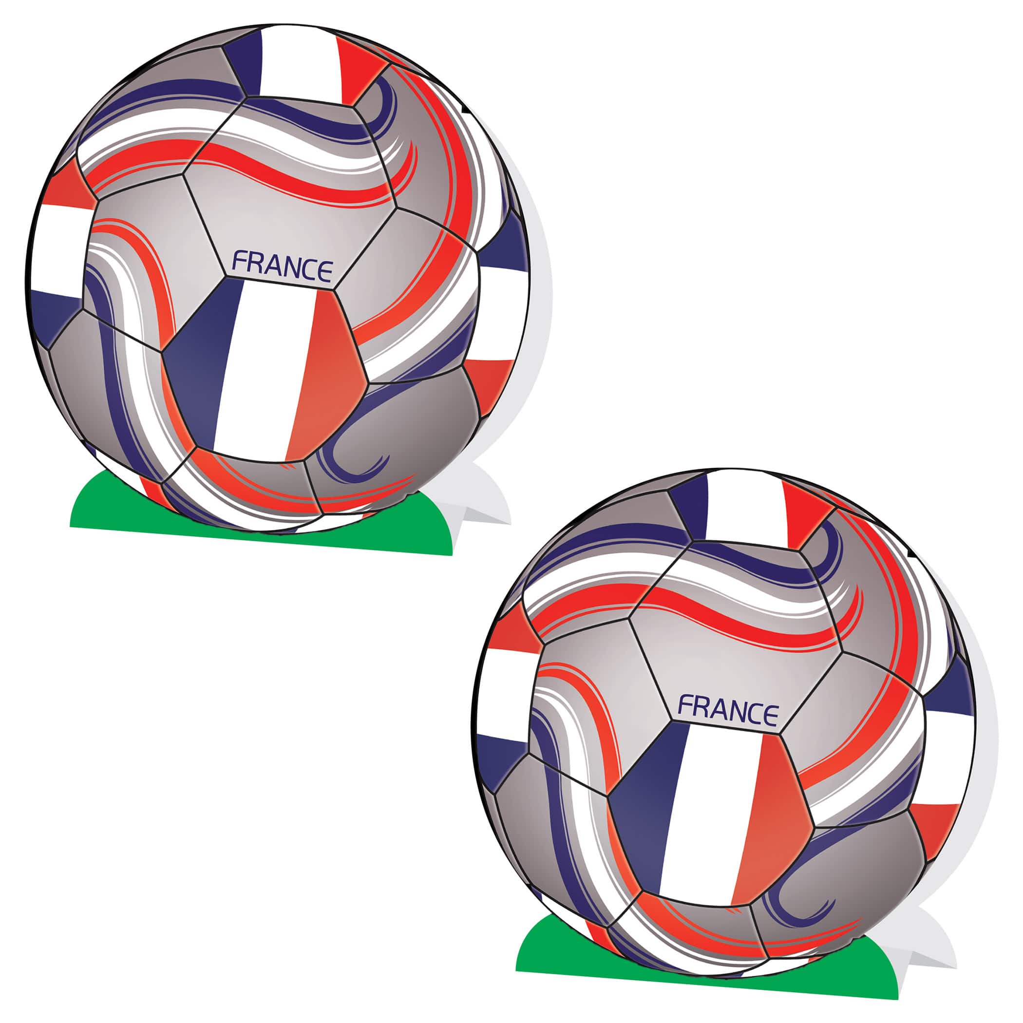 9.25" France 3D Soccer Ball Centerpieces, 2ct.