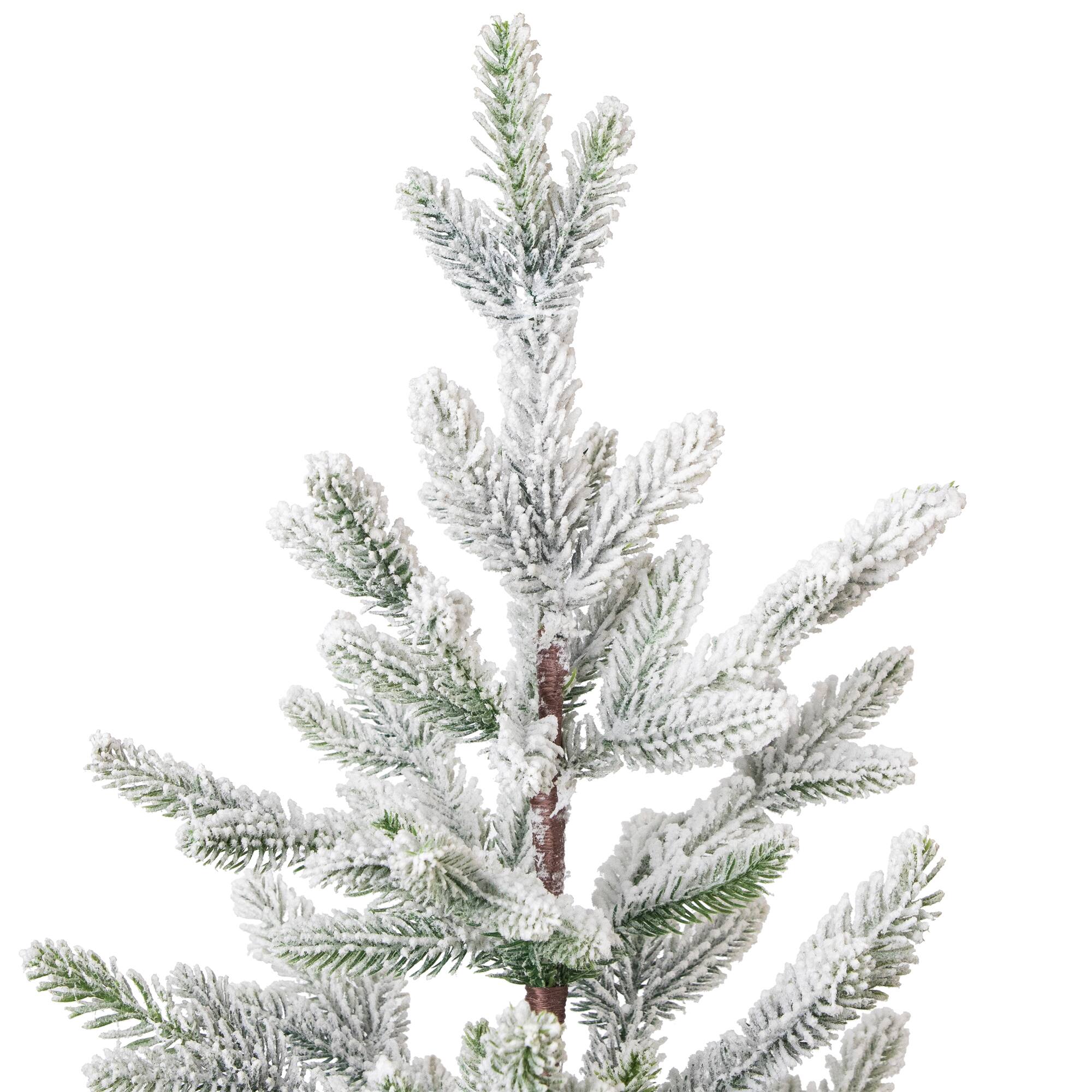 Northlight 36" Unlit Flocked Fir Artificial Christmas Tree in Birch Pot
