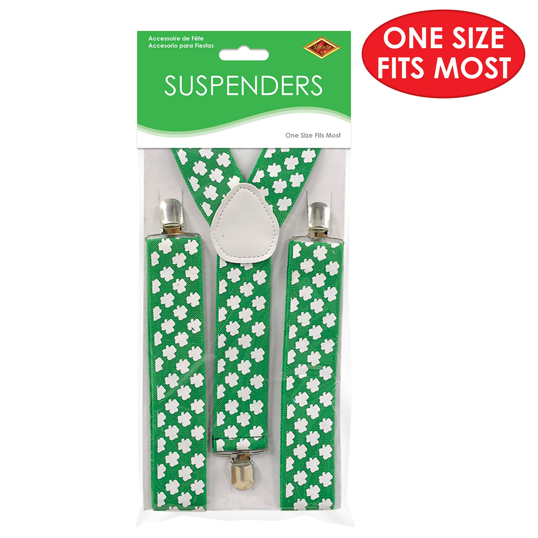 Beistle Shamrock Adjustable Suspenders