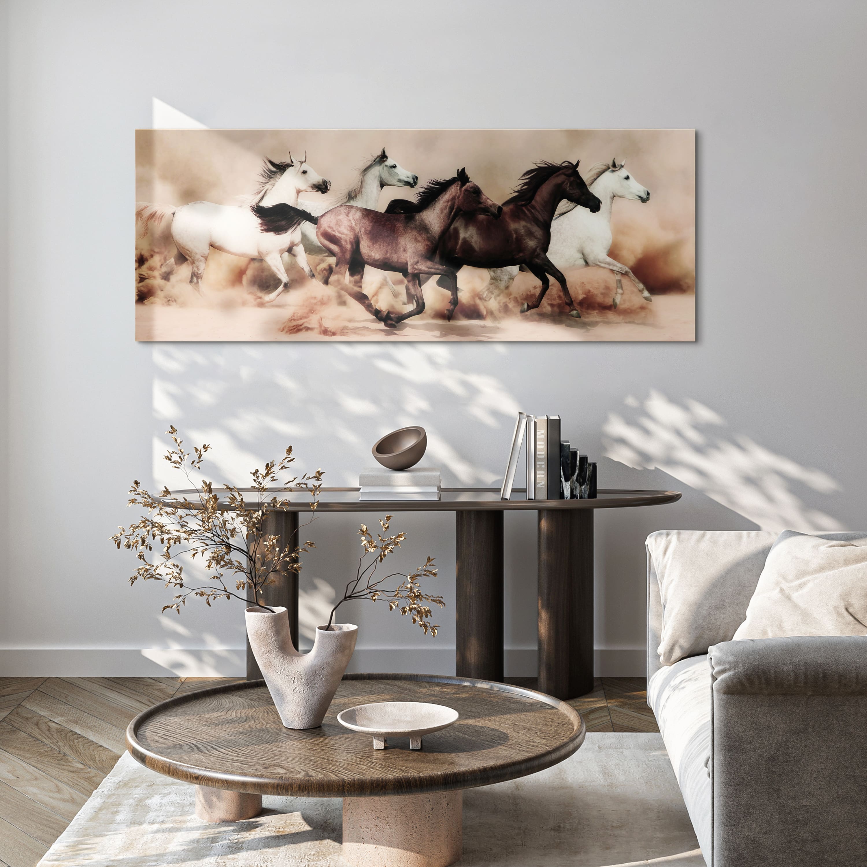 Empire Art Direct 63" x 24" Stampede Frameless Free Floating Printed Tempered Art Glass Wall Art