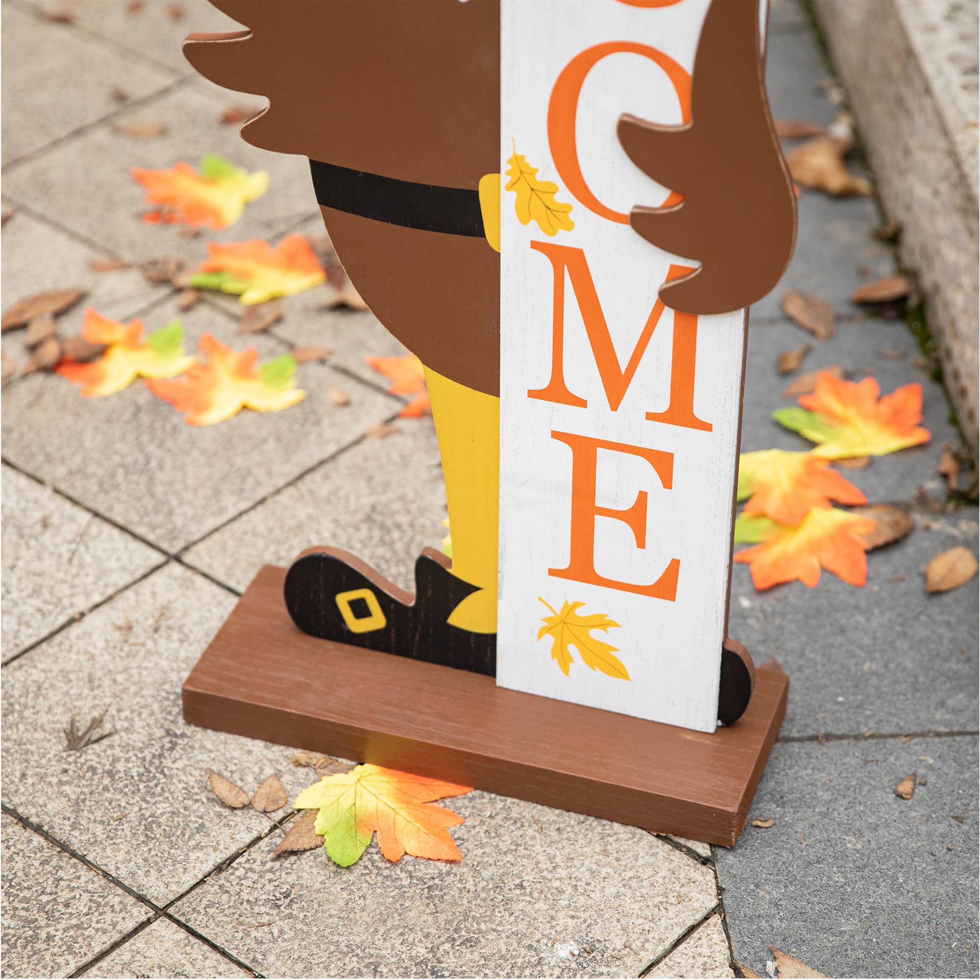 Glitzhome® 36" Thanksgiving Wooden Turkey Welcome Porch Décor