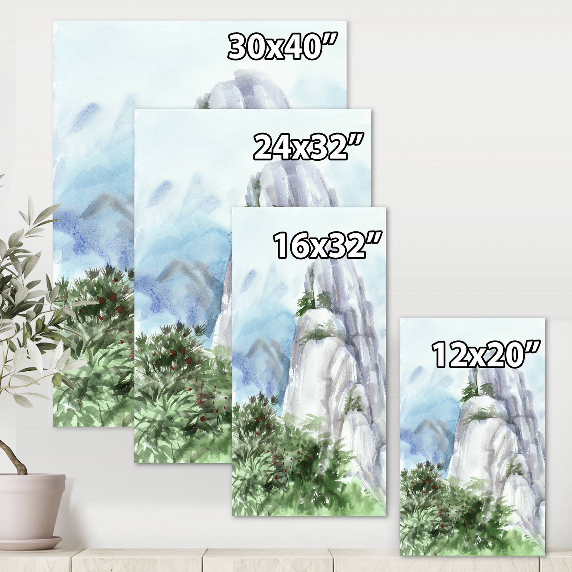 Designart - Mountain Top In The Clouds - Traditional Canvas Wall Art Print