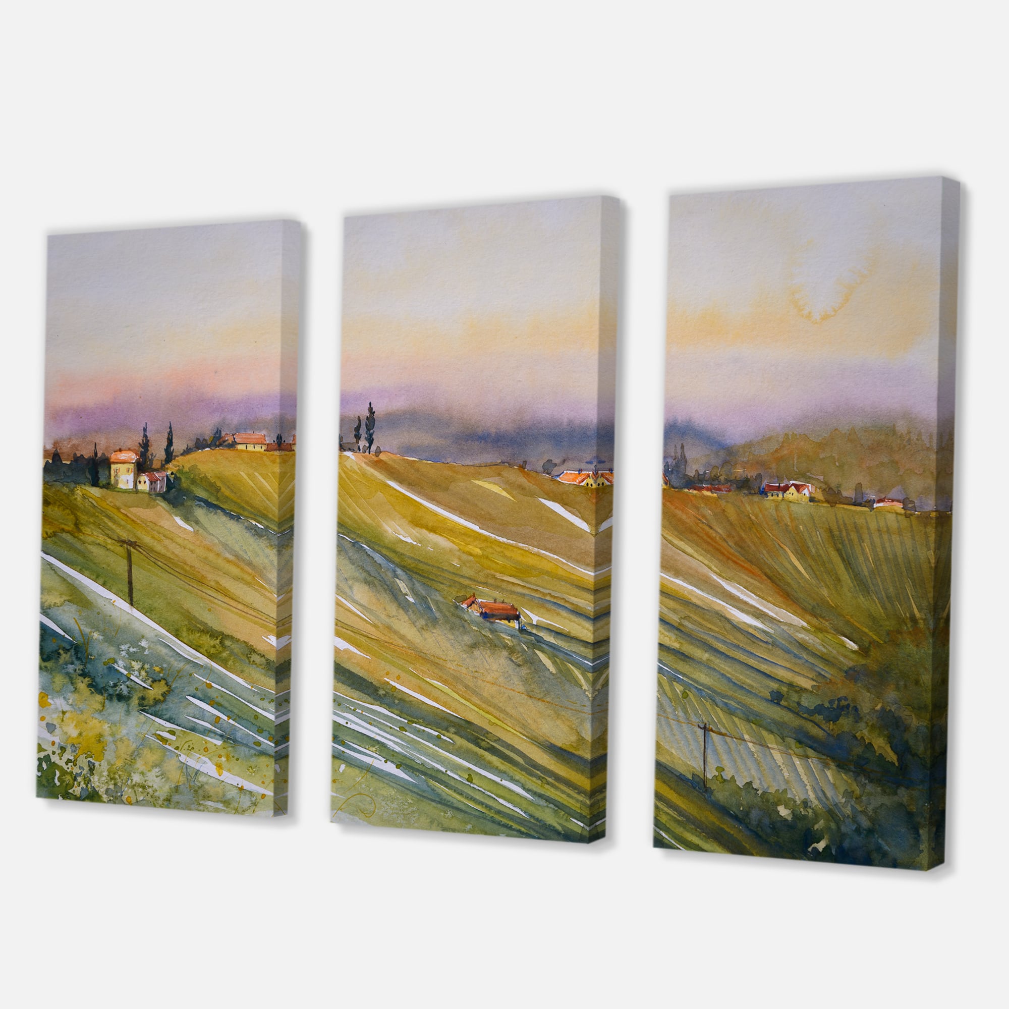 Designart - Vineyard At Dawn In Tuscany Italy - Country Canvas Wall Art Print