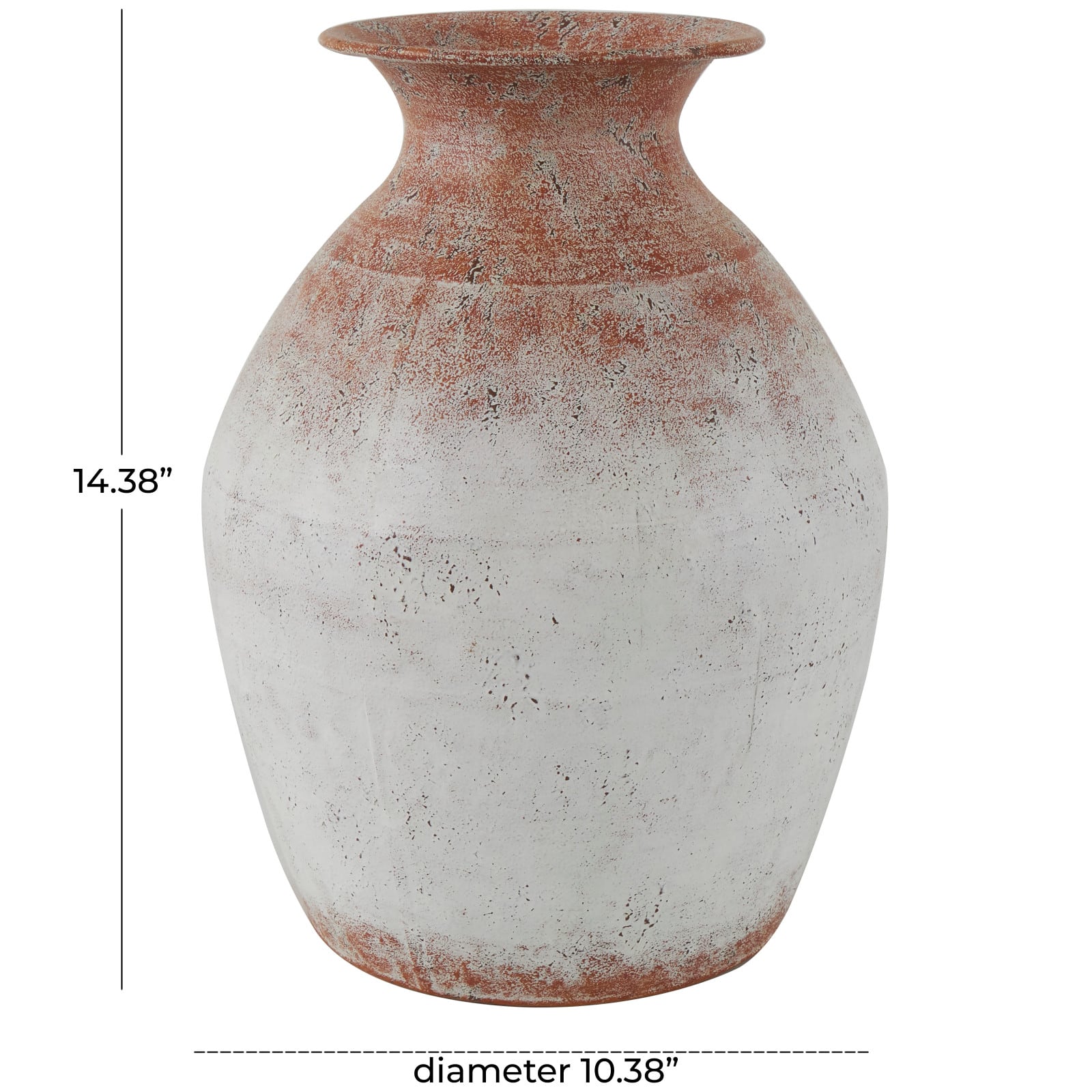 14" White & Rust Distressed Vase