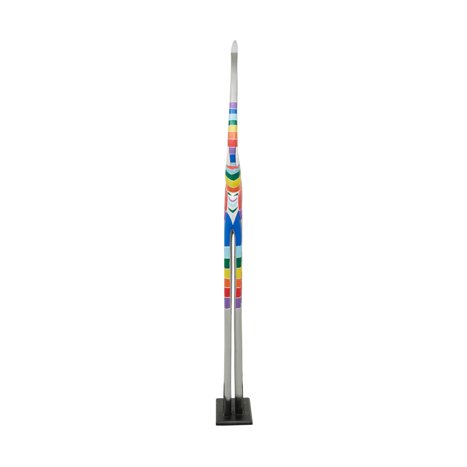 5ft. Multicolored Striped Wooden Elephant Sculpture