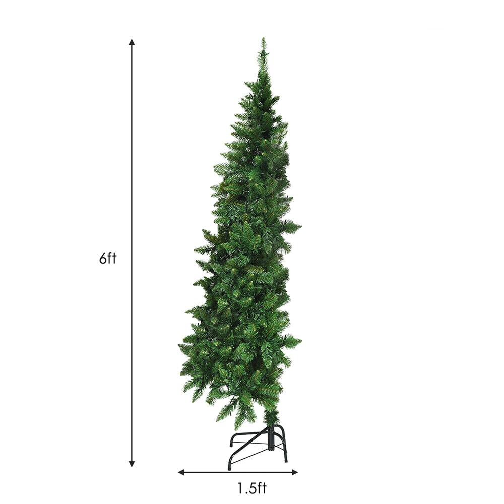 Costway 6ft. Pre-Lit Green Artificial Half Christmas Tree, Warm White LED Lights