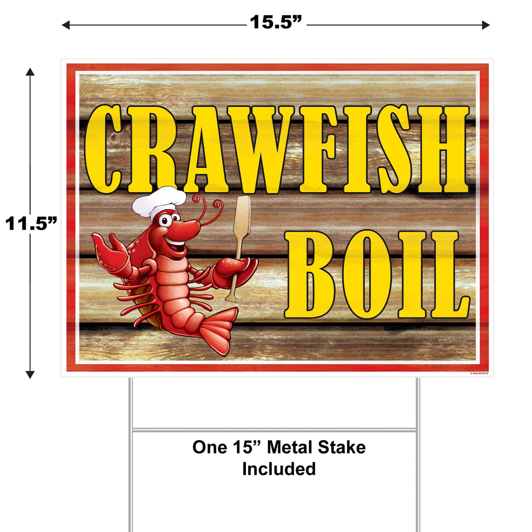 Beistle 11.5" x 15.5" Crawfish Boil Plastic Yard Sign