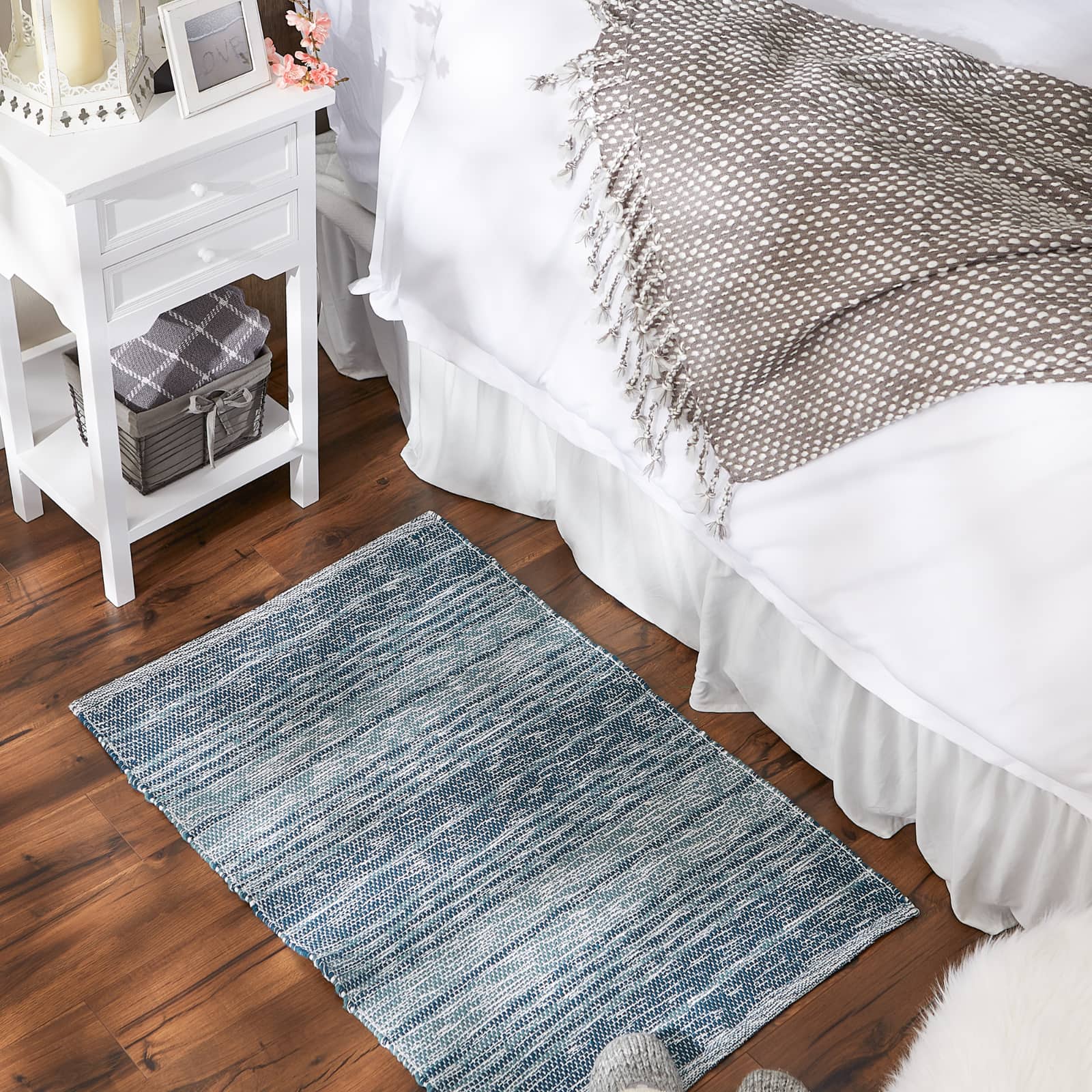 DII® Variegated Stripe Handwoven Recycled Yarn Rug, 2ft. x 3ft.
