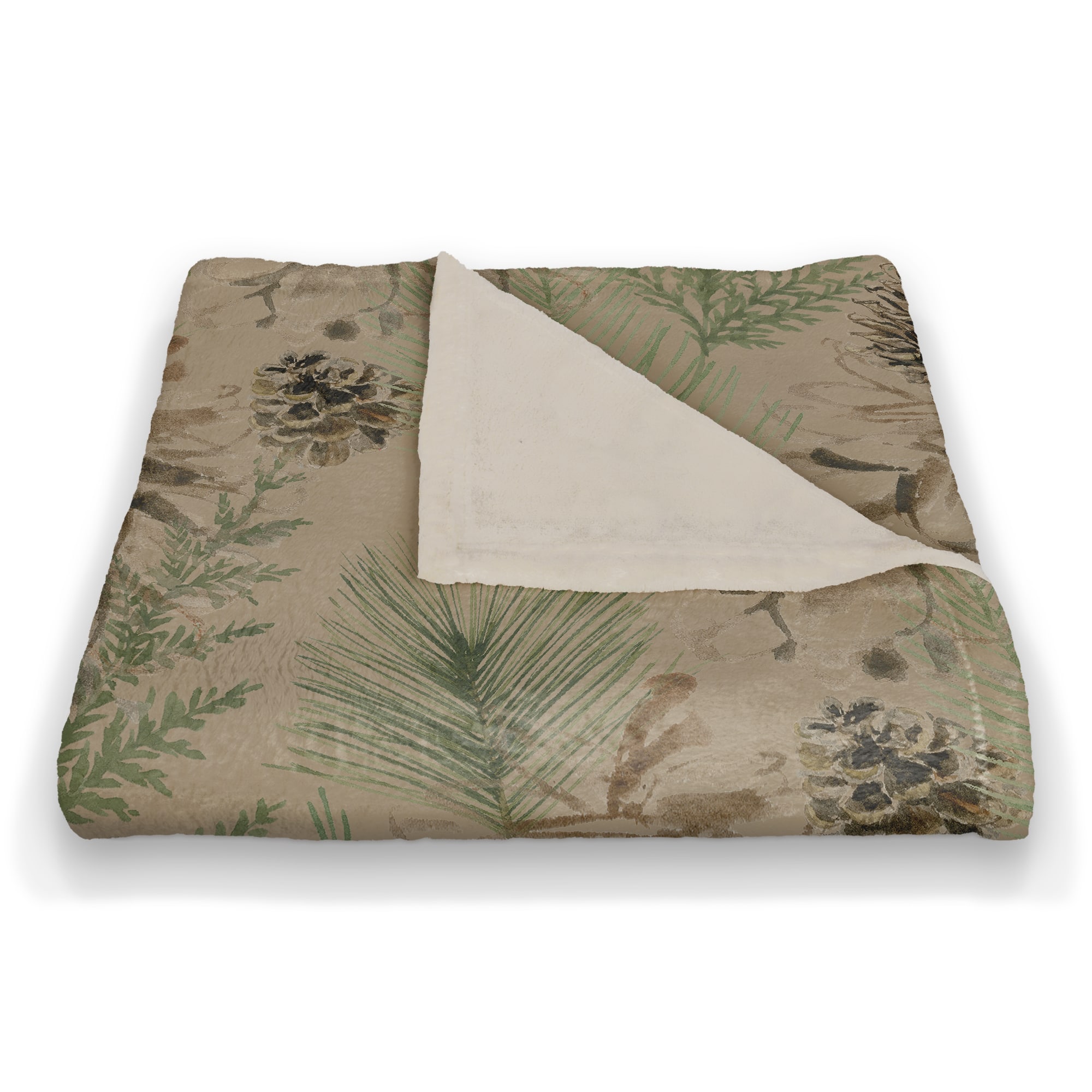 Pinecones & Greenery on Coral Fleece Blanket