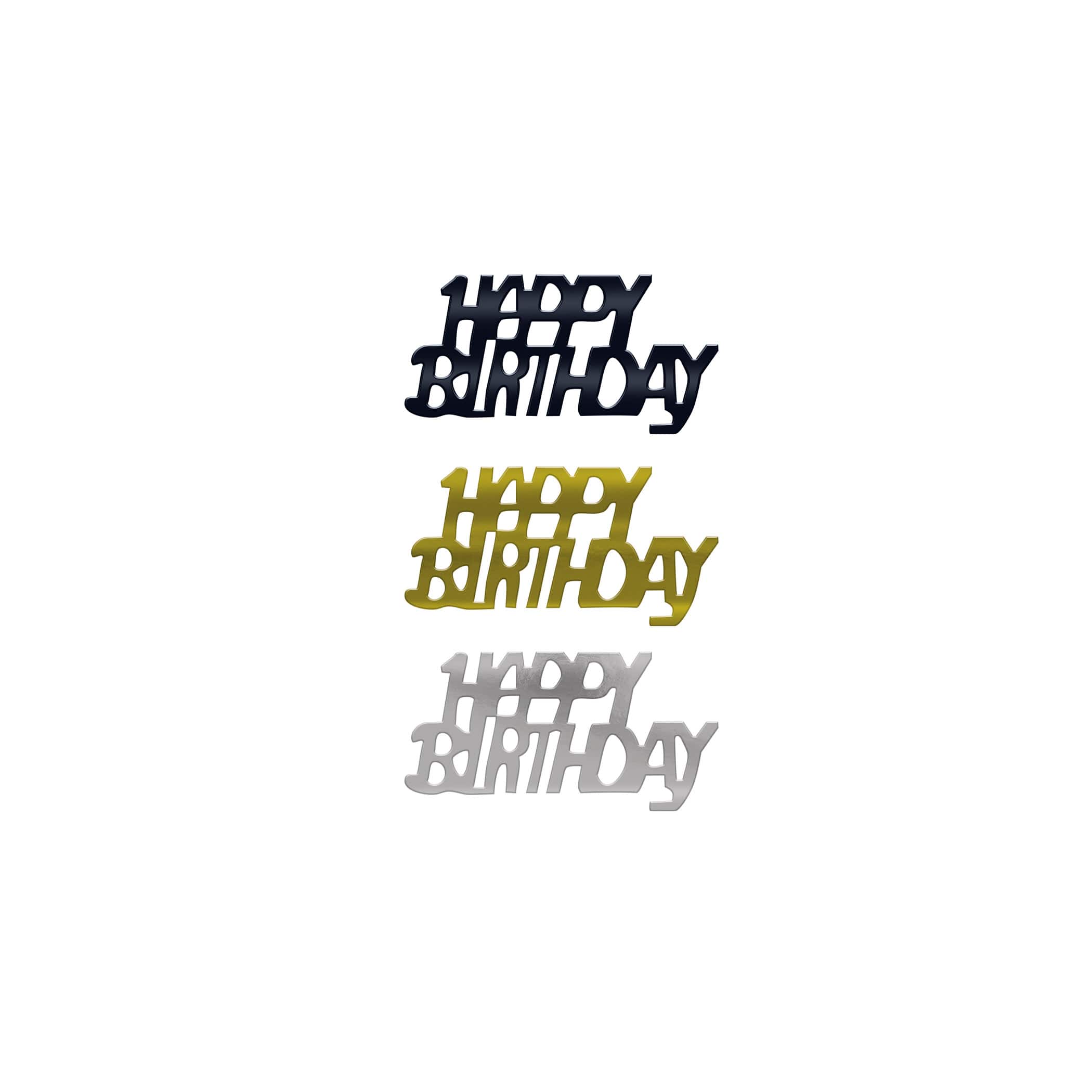Beistle 1/2oz. Black, Gold & Silver Happy Birthday Fanci-Fetti Packs, 3ct.