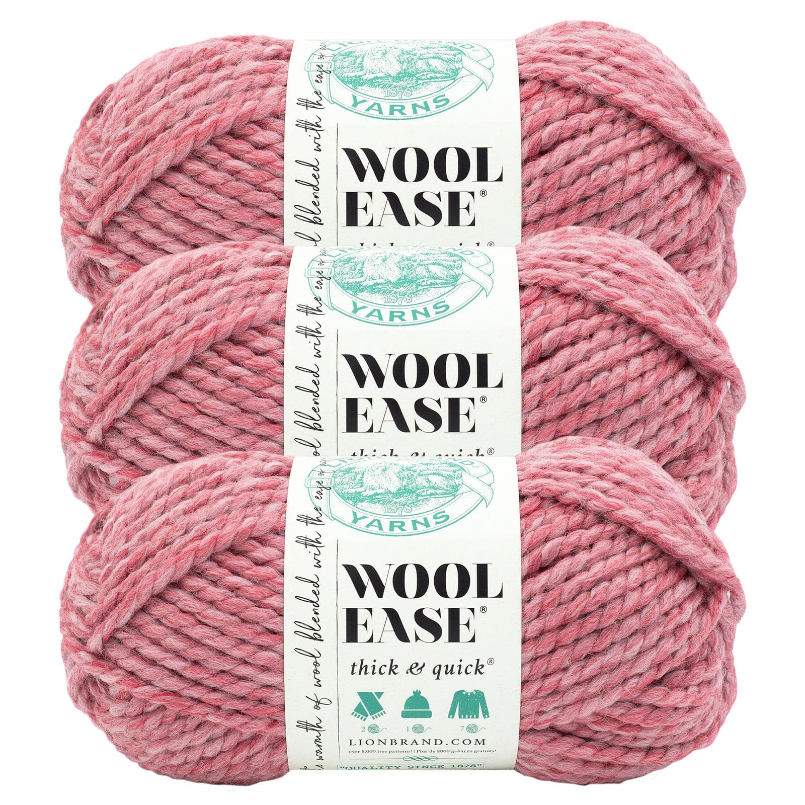 3 Pack Lion Brand® Wool-Ease® Thick & Quick® Prints & Stripes Yarn