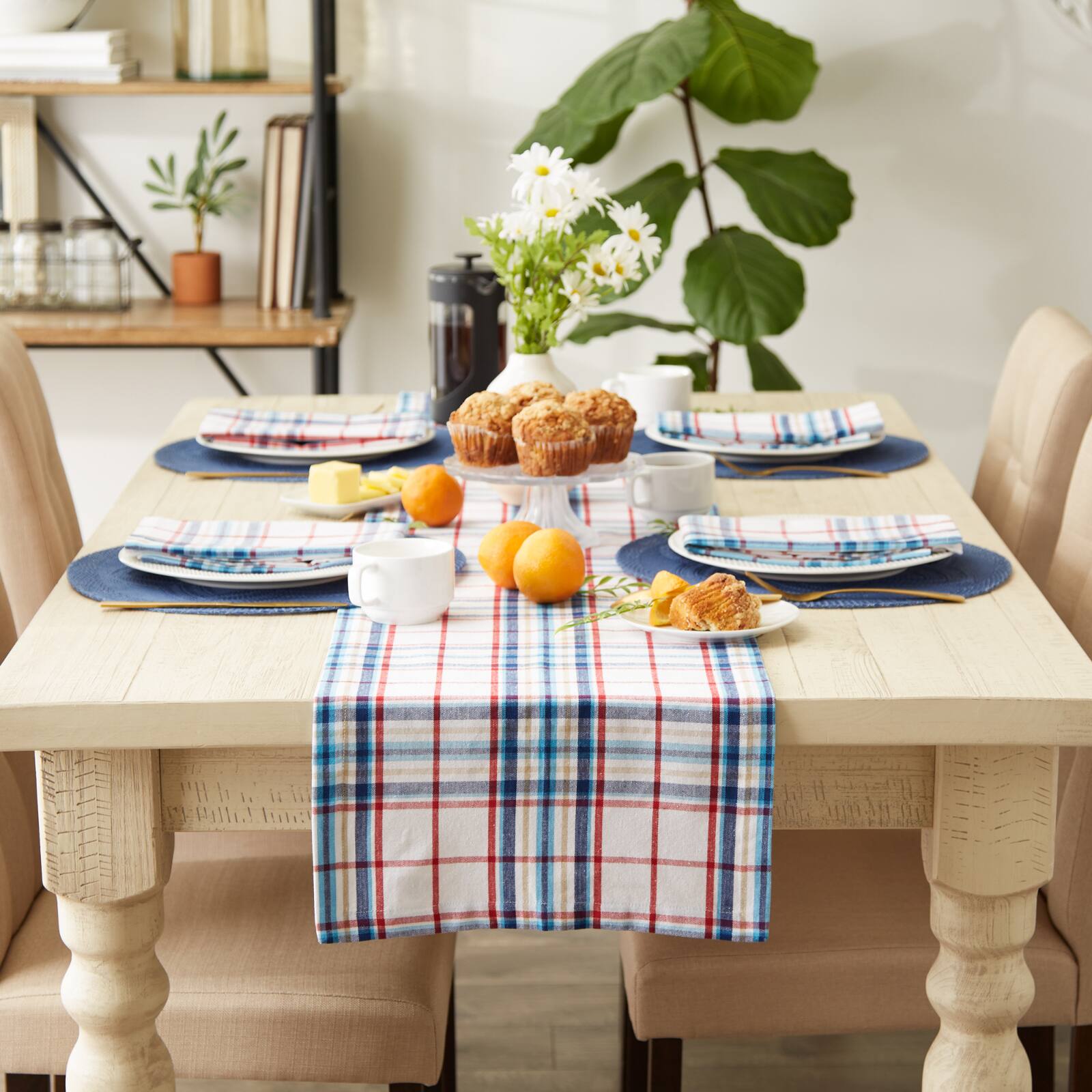 Lighthouse Plaid Table Runner 14" x 72"