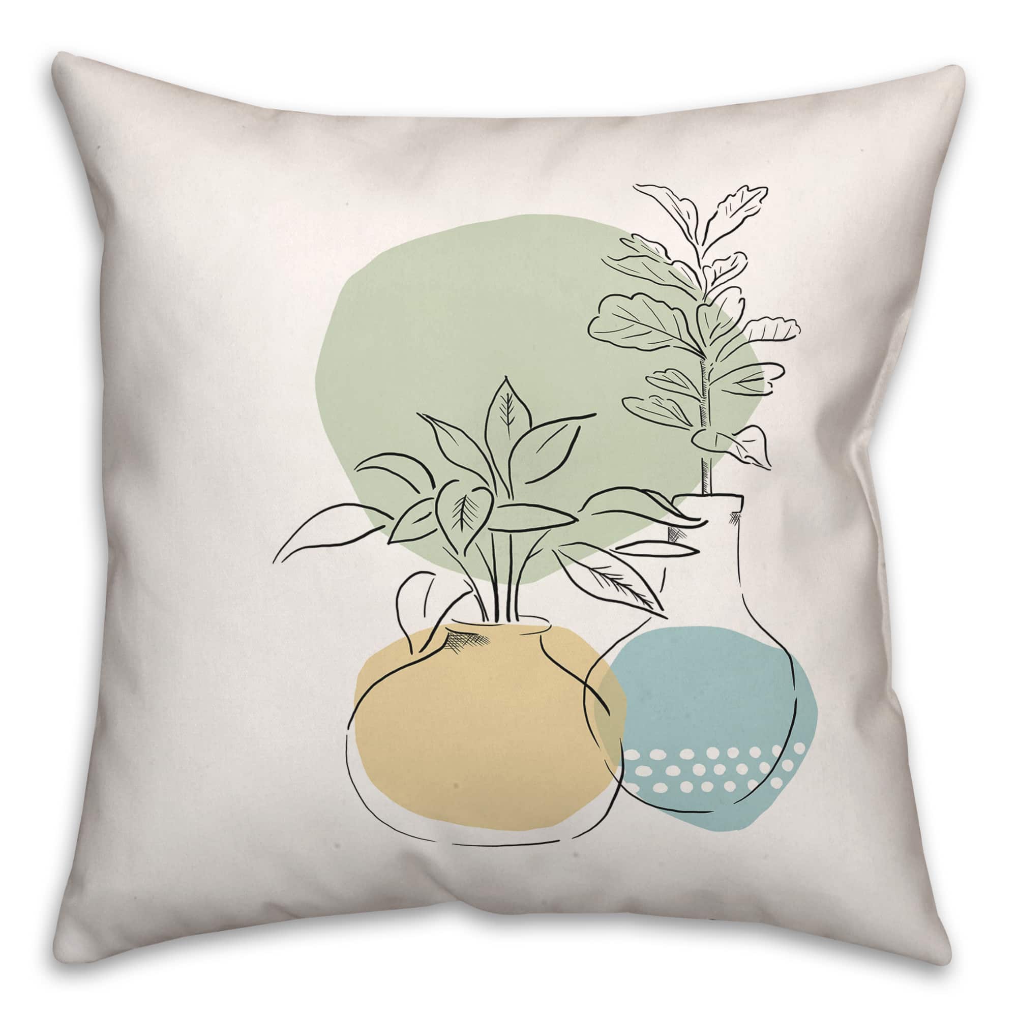 Vases With Color Blobs 18" x 18" Throw Pillow
