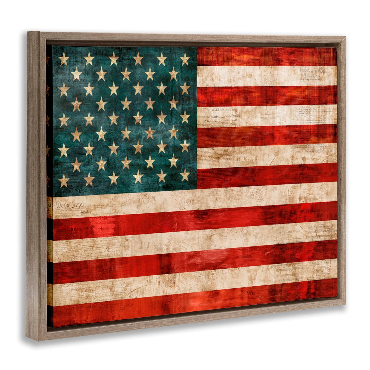 Stupell Industries US American Flag Rustic Pattern Floater Framed Art