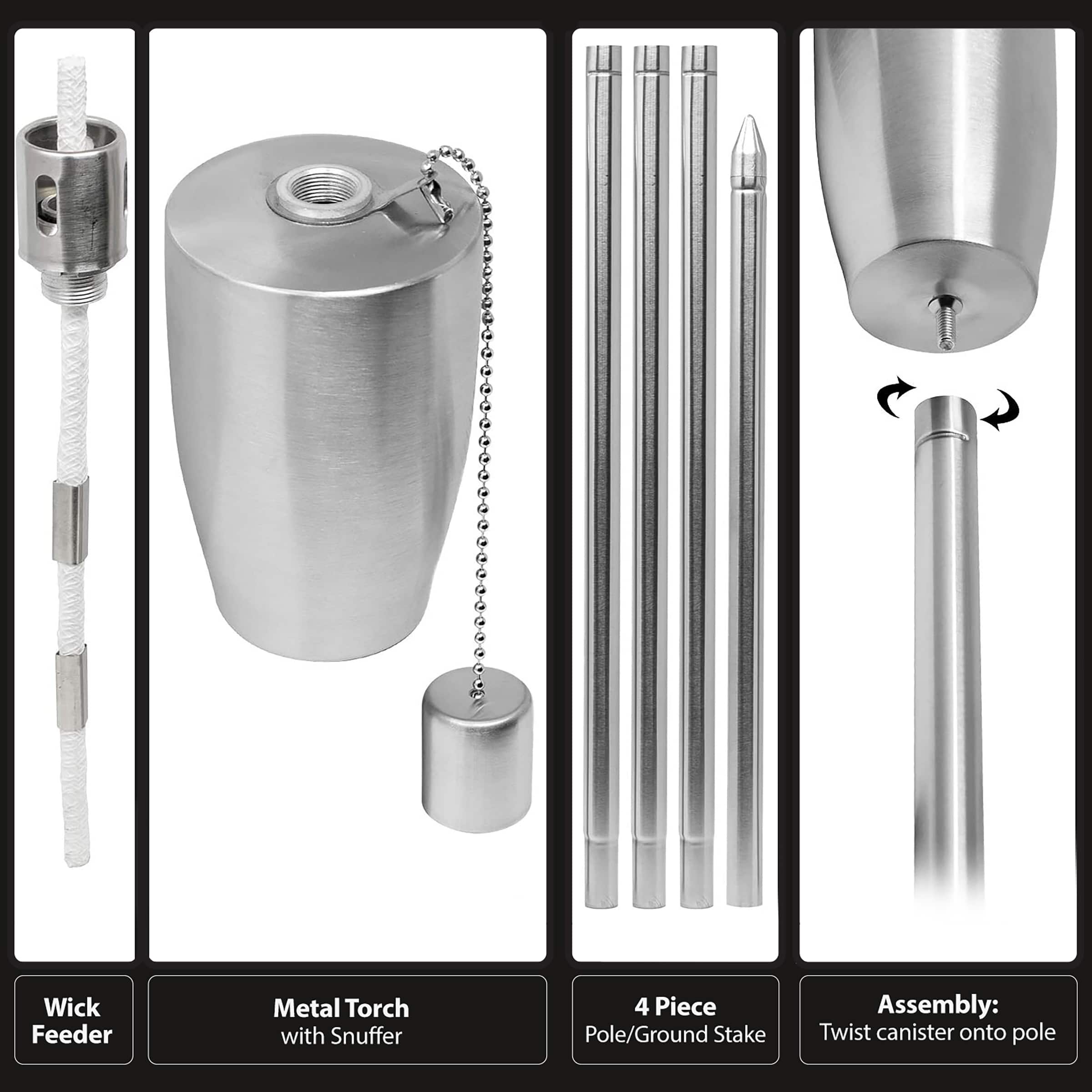 Sorbus 60" Cylindrical Matney Stainless Steel Outdoor Torches , 2ct.