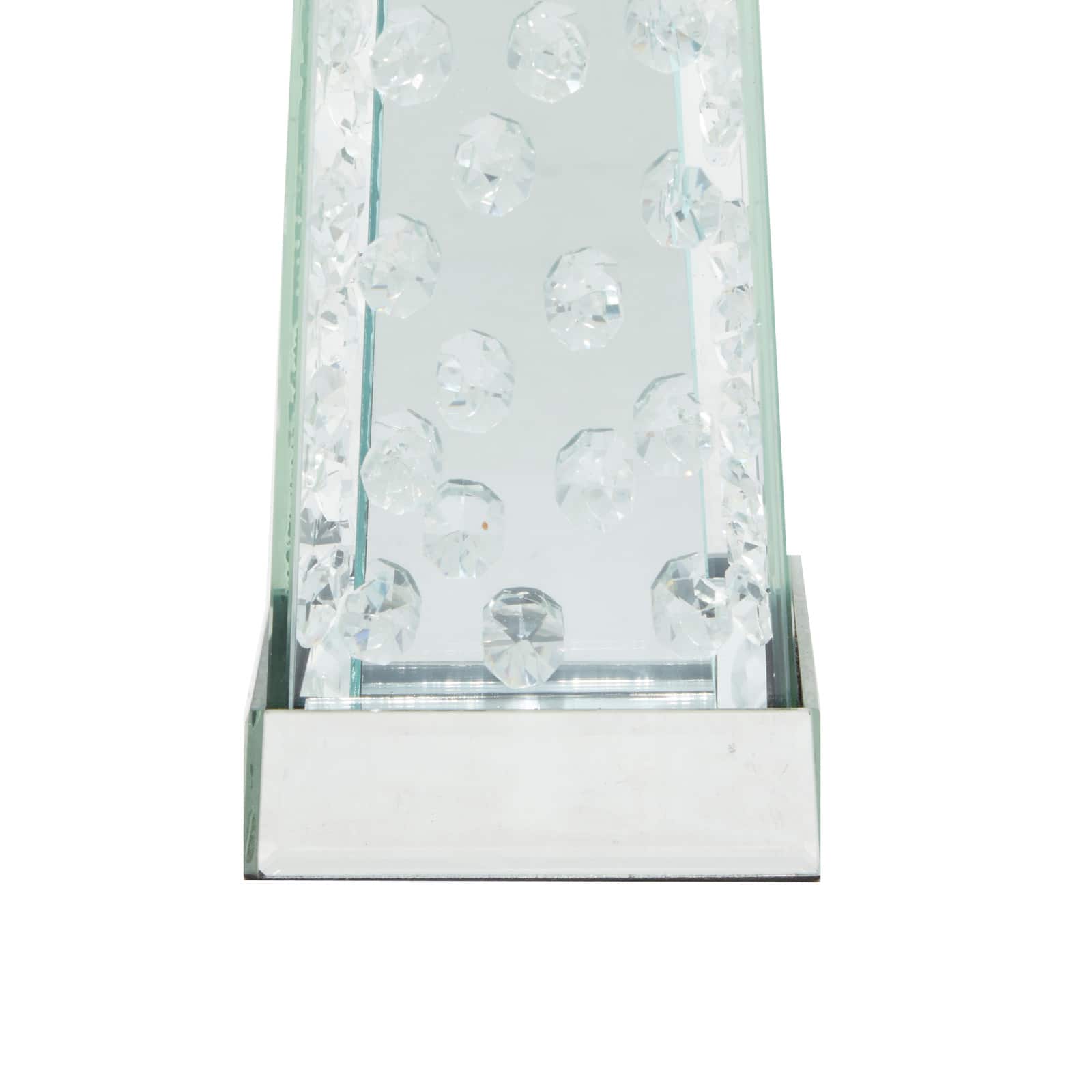 14'' Silver Glass Glam Candlestick Holder