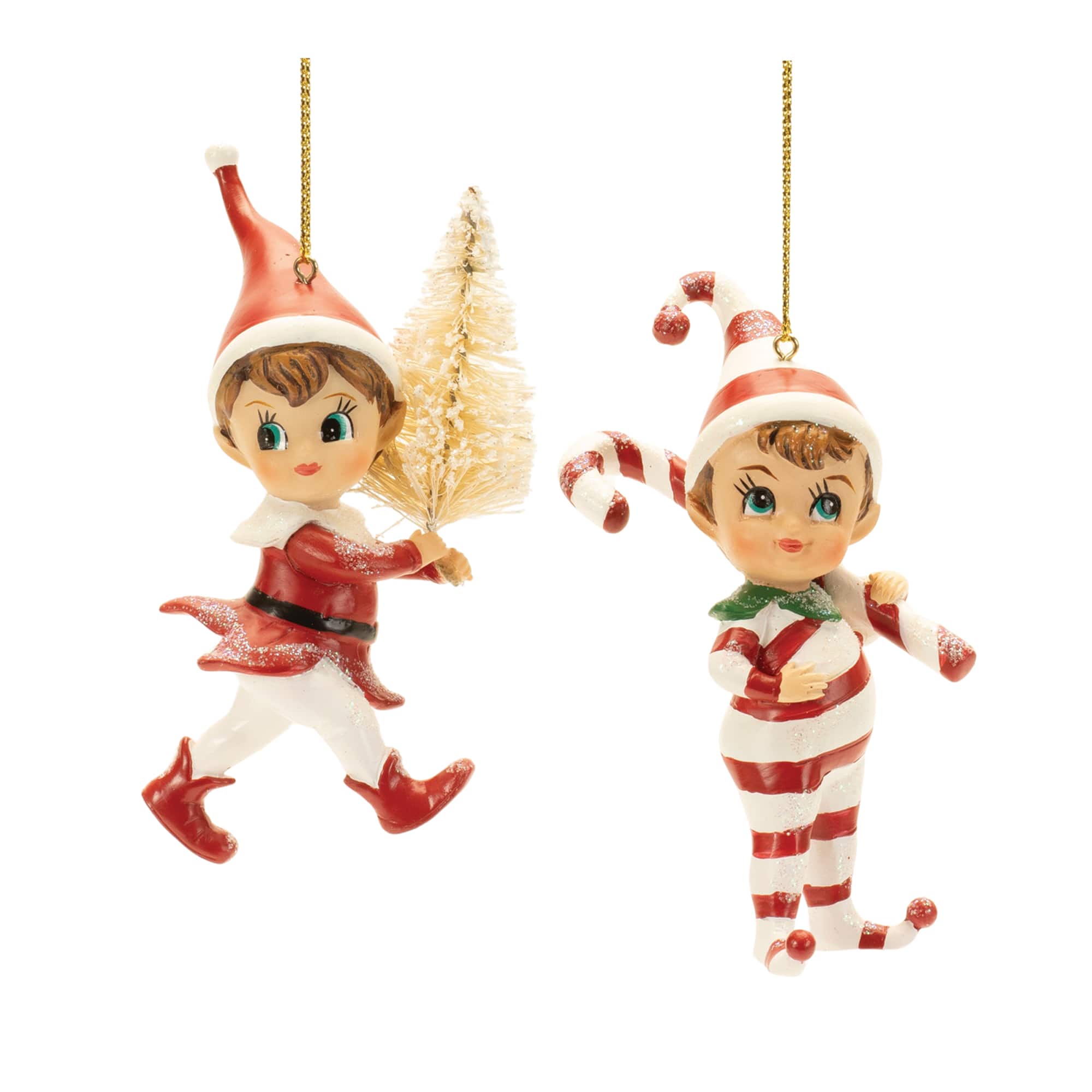 4.25" Santa's Jolly Elf Ornaments Set