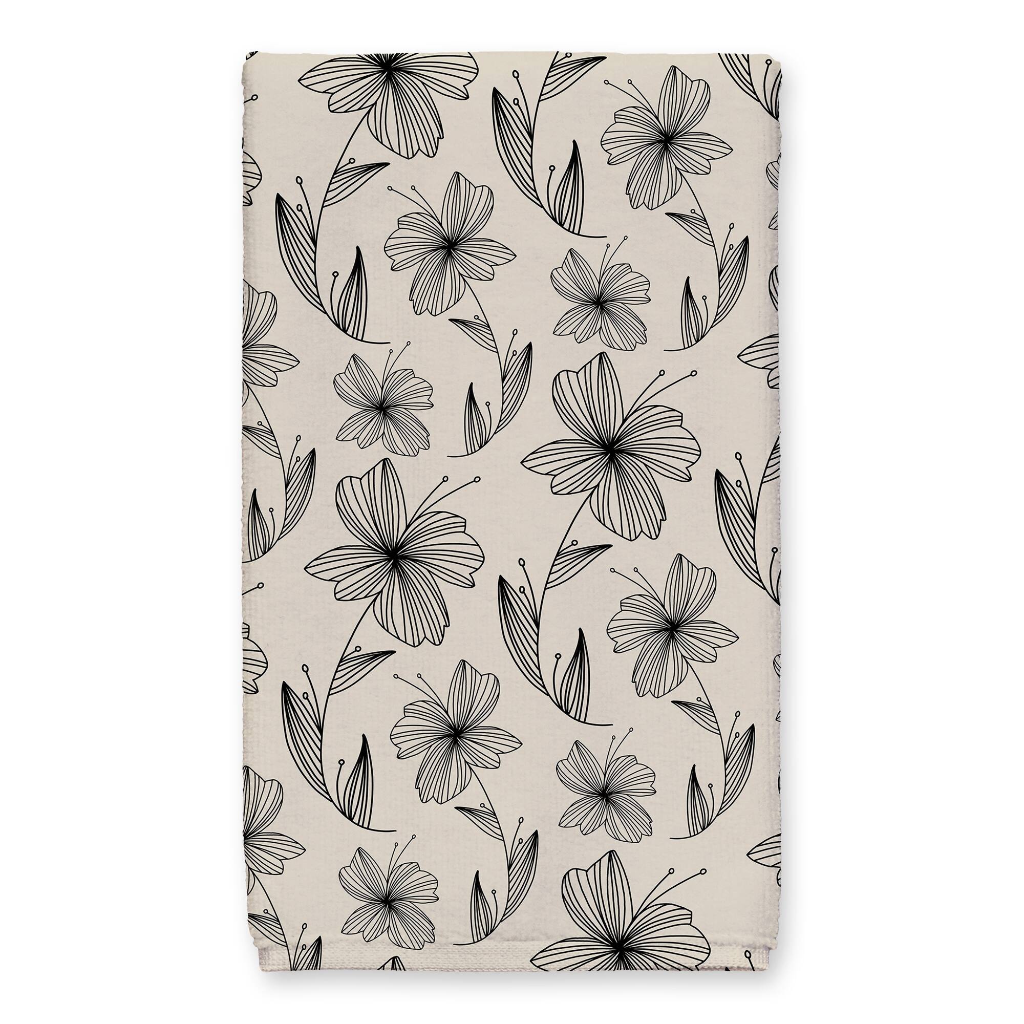 Grow Cream Florals 16" x 25" Tea Towel Set of 2