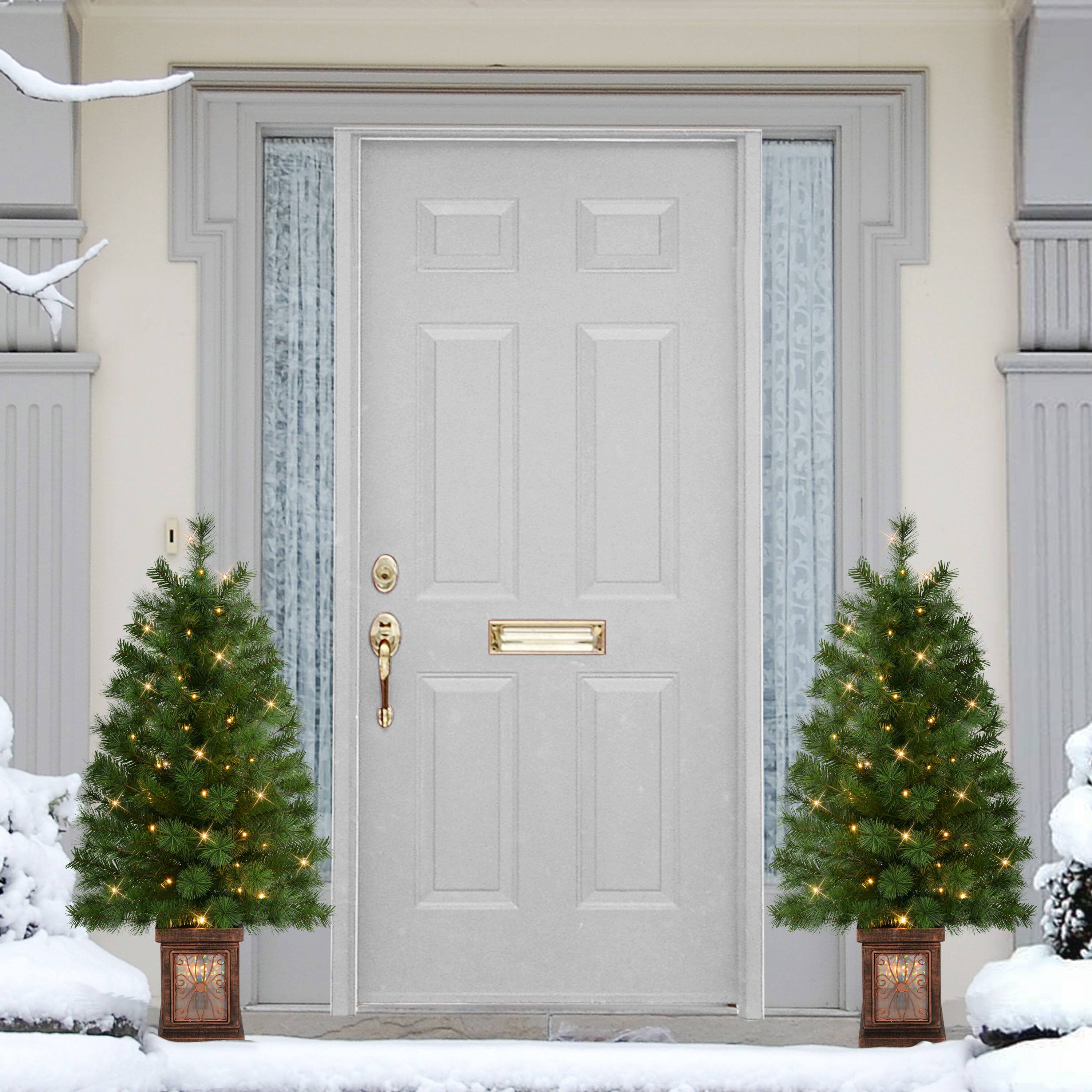 3.5ft. Pre-Lit Battery Operated Potted Artificial Christmas Trees