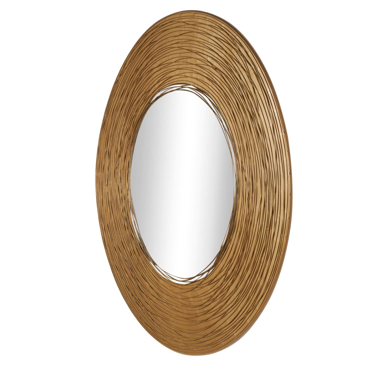 Gold Abstract Overlapping Wire Rings Metal Wall Mirror