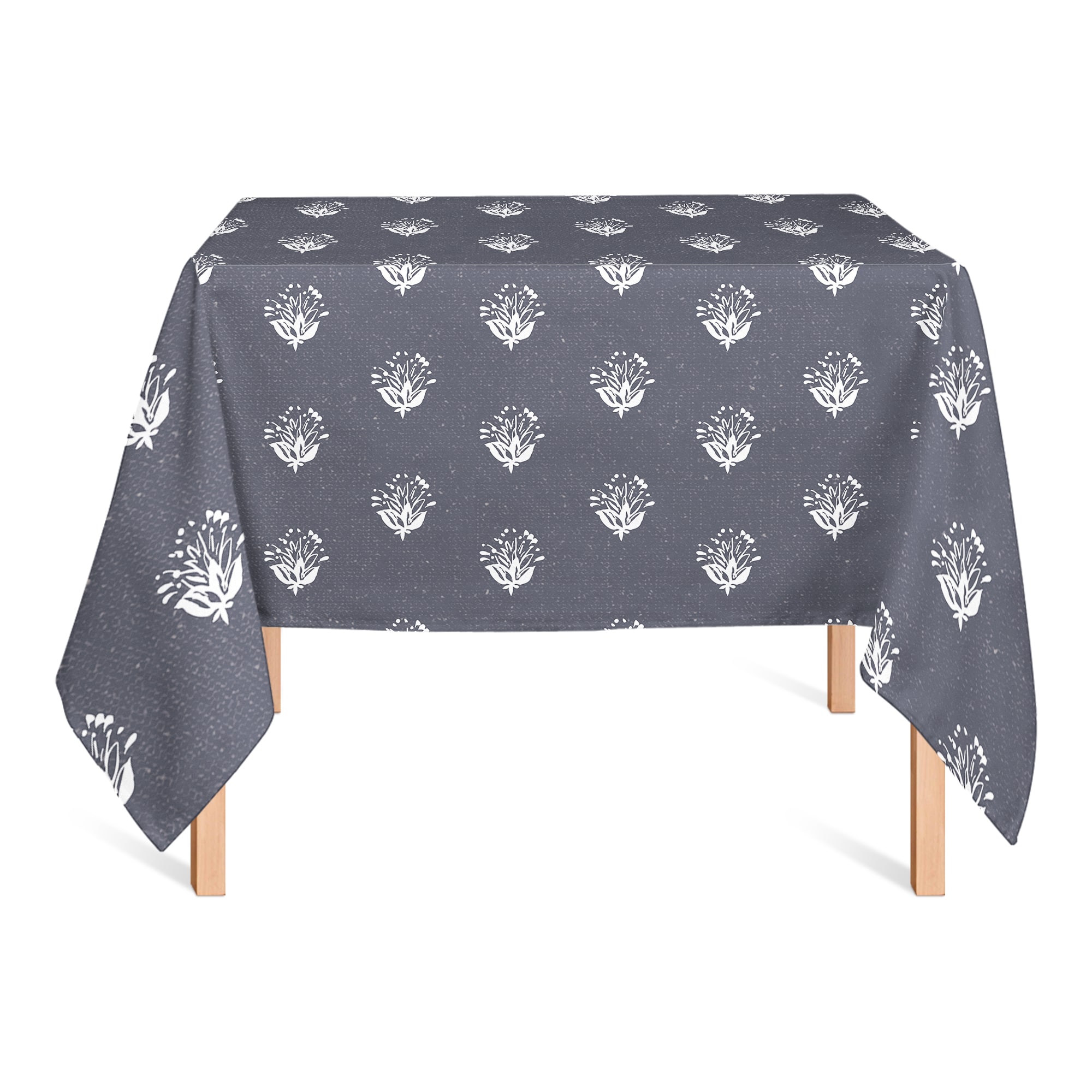 Navy Floral Pattern Tablecloth