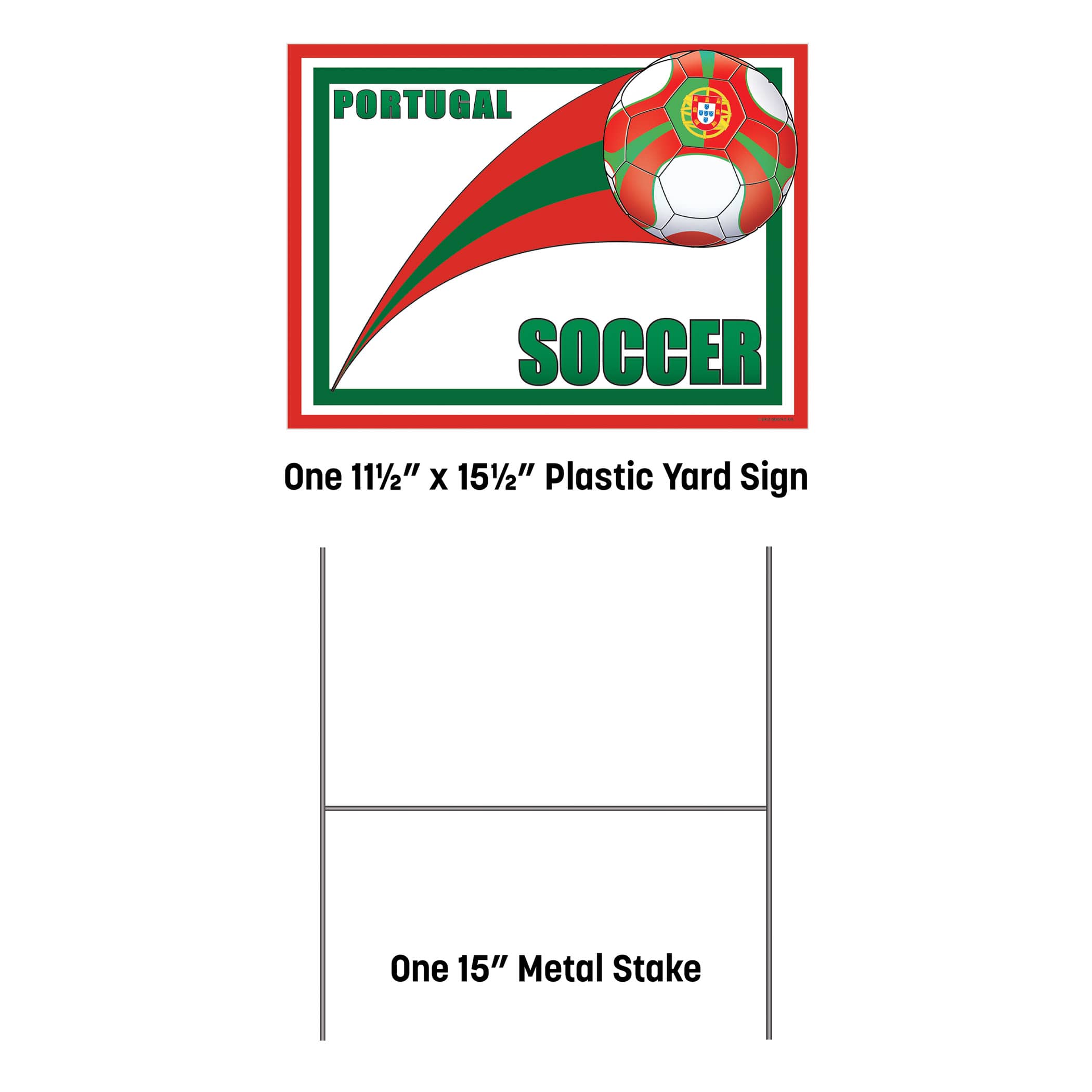 11.5" x 15.5" Portugal Soccer Plastic Yard Sign