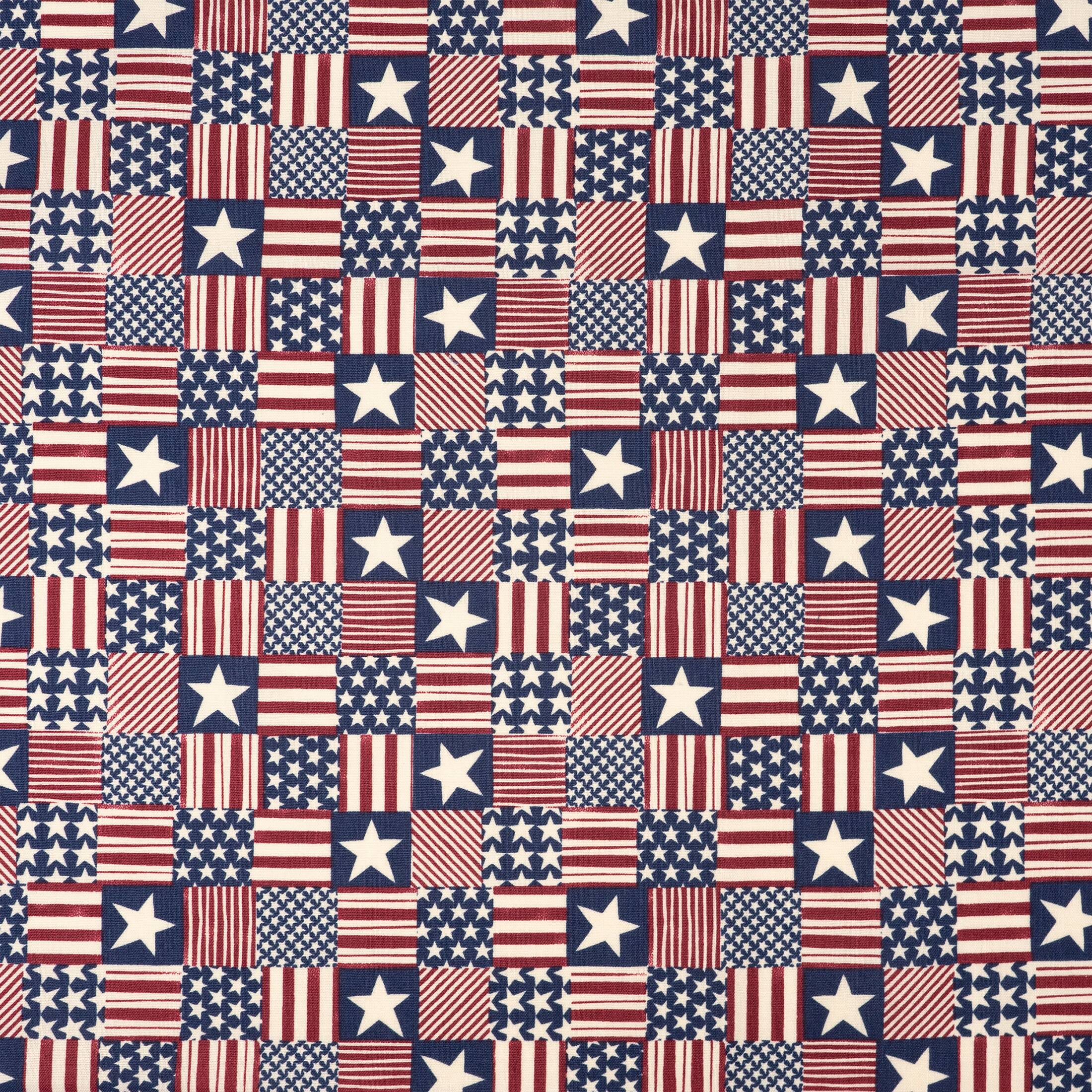 SINGER Patriotic Stars & Stripes Patchwork Ringspun Cotton Fabric