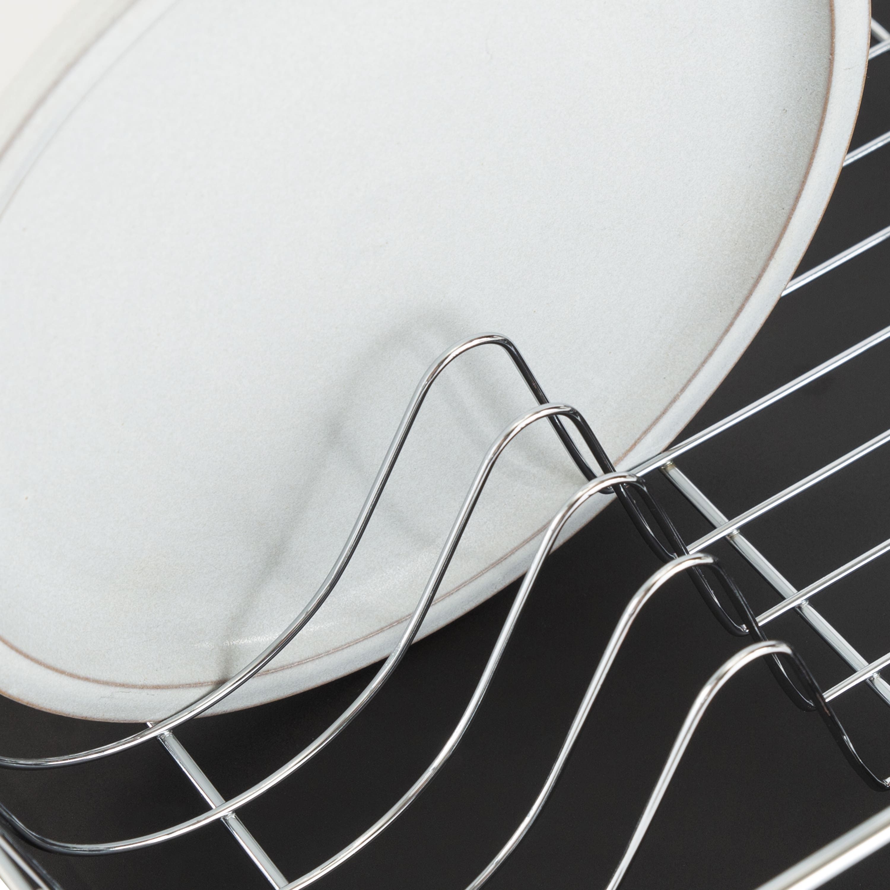 Kitchen Details Black 3-Piece Chrome Dish Rack with Tray