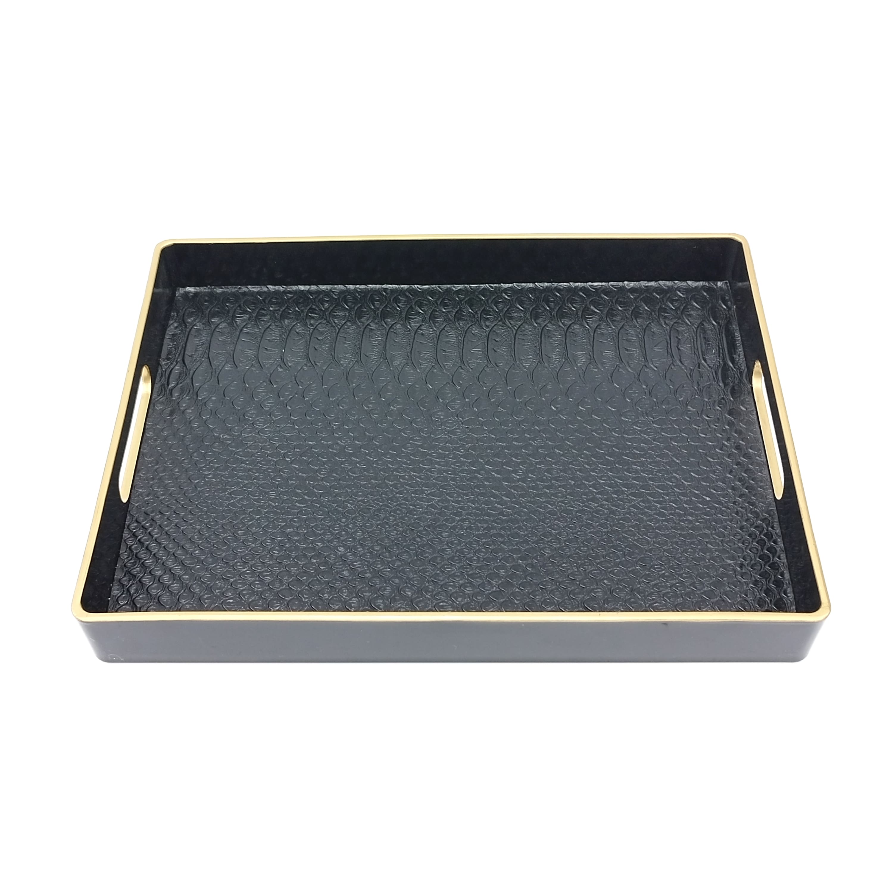 11.2" x 8.5" Black Faux Crocodile Decorative Tray by Ashland®