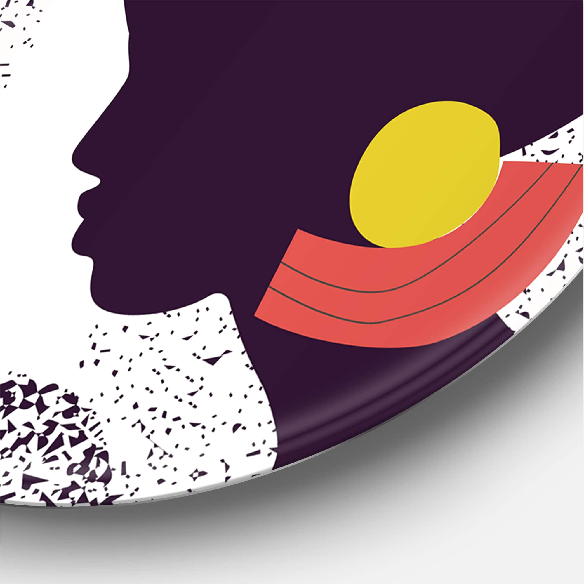 Designart - Ethnic Geometric Silhouette of Afro American III - Modern Metal Circle Wall Art