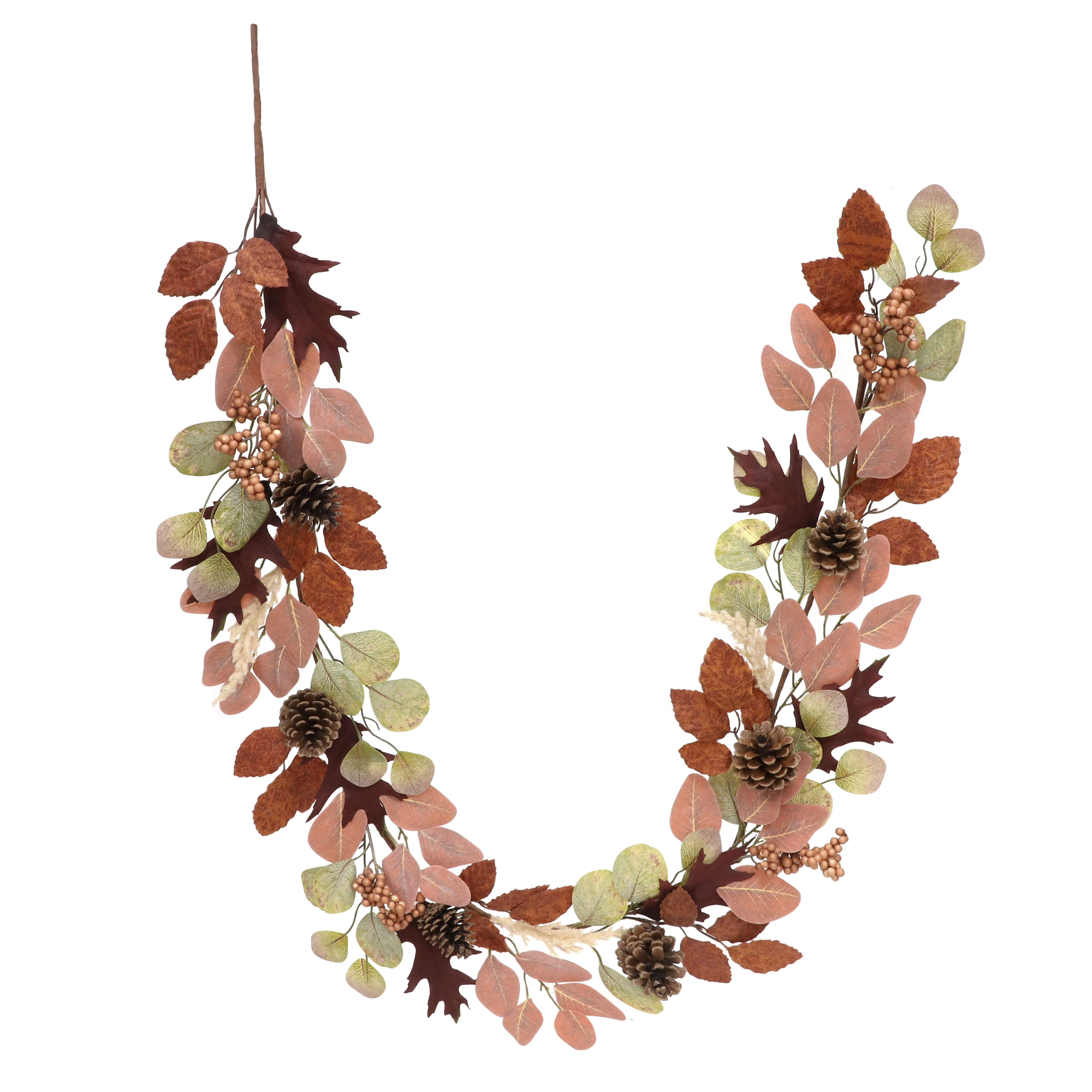6ft. Pink, Brown & Green Fall Leaves & Pinecone Mix Garland by Ashland®