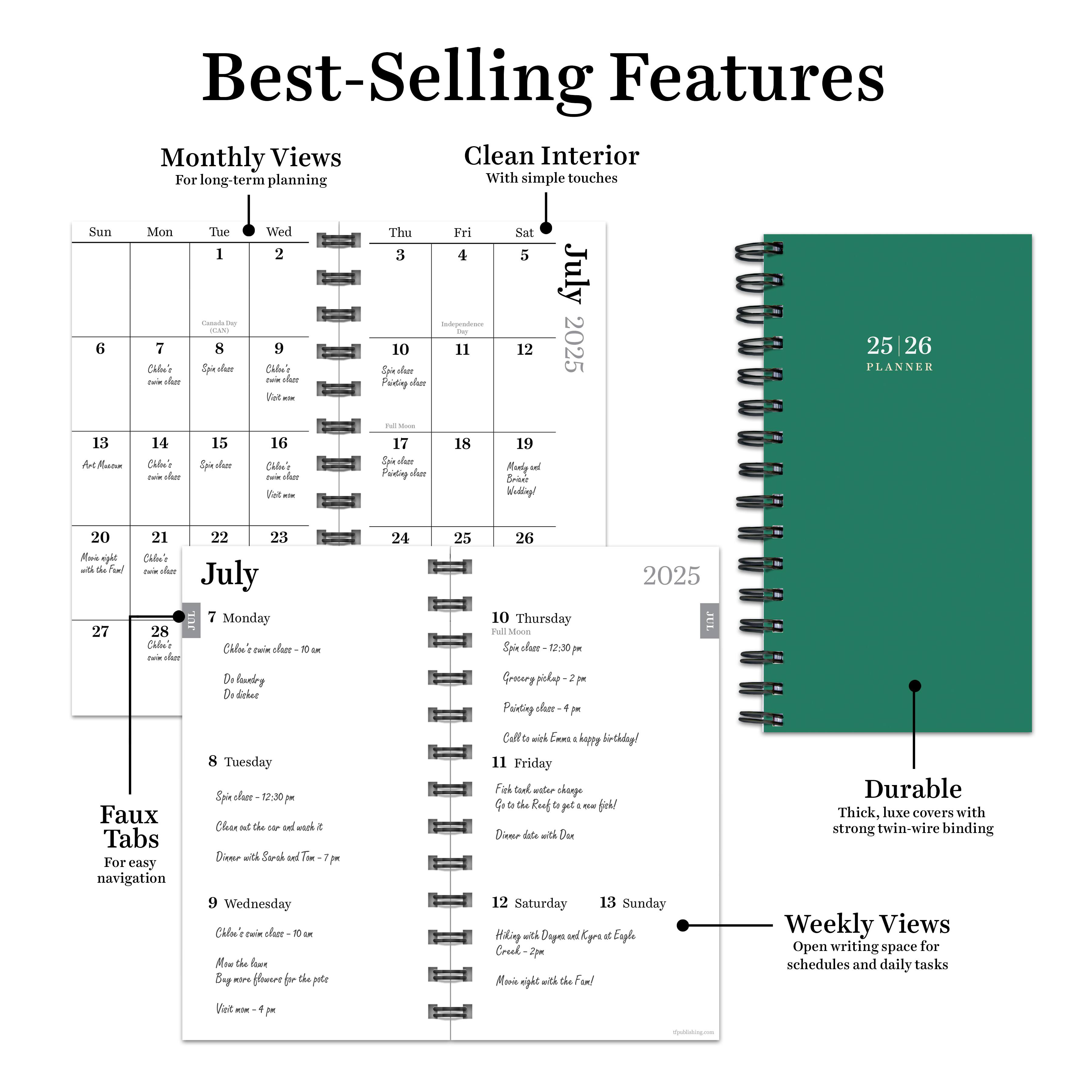 TF Publishing 2025-2026 Grass Green Small Weekly/Monthly Planner