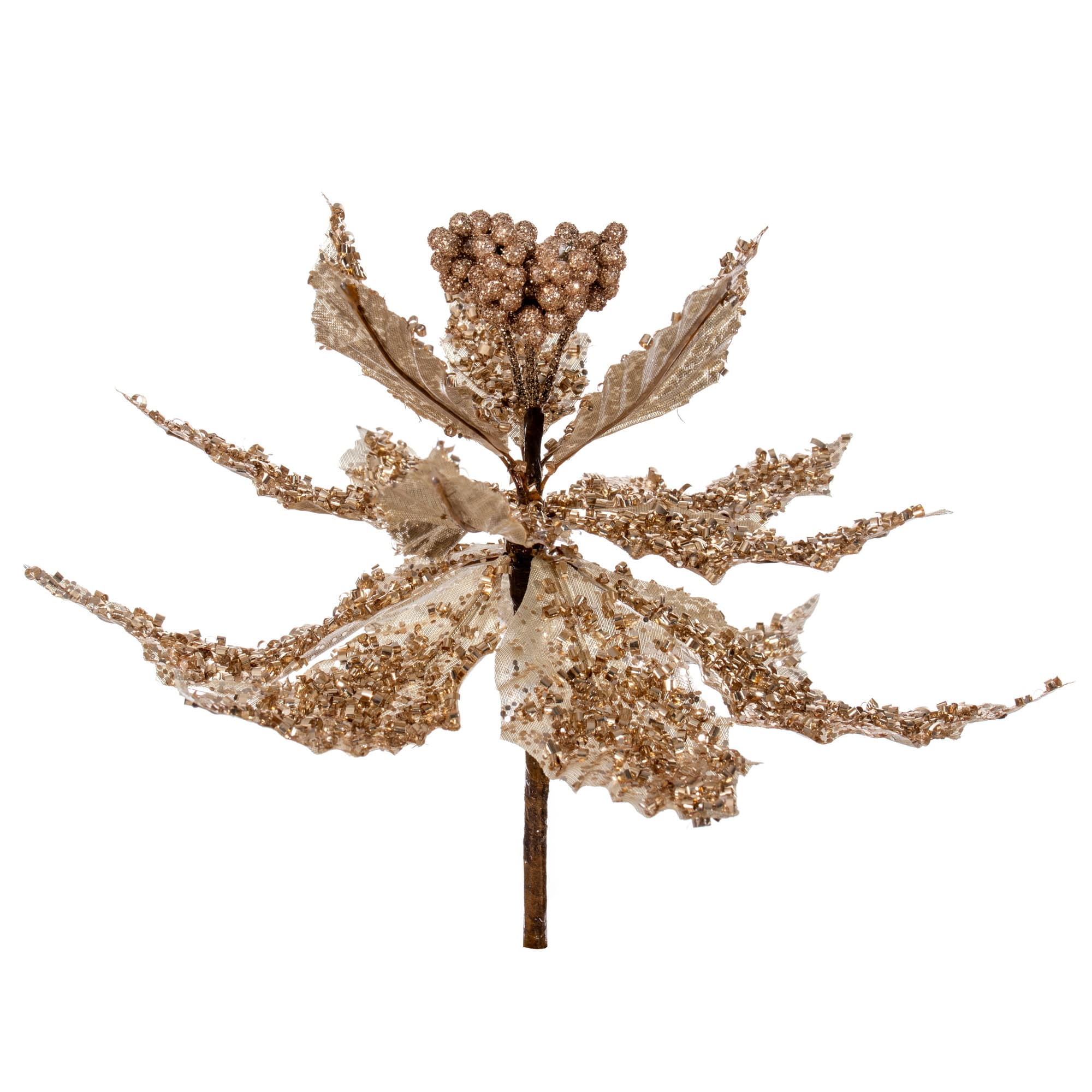 Vickerman 12" Champagne Glitter Poinsettia Stems, 2ct. | Michaels®