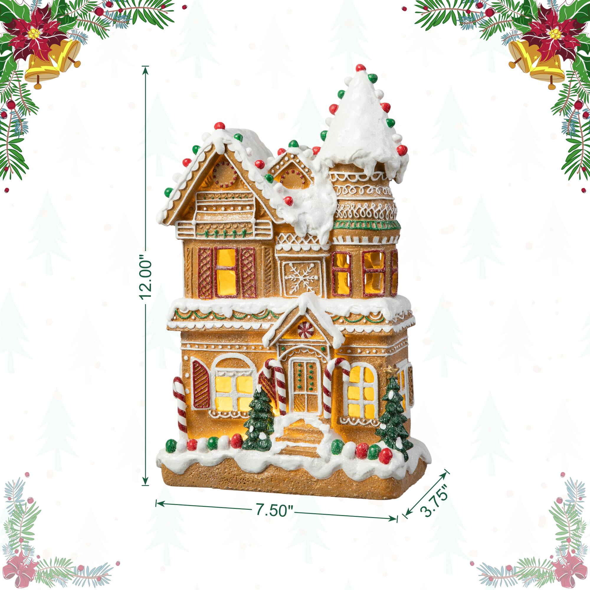 Glitzhome® 12" Light-Up Gingerbread House Table Décor