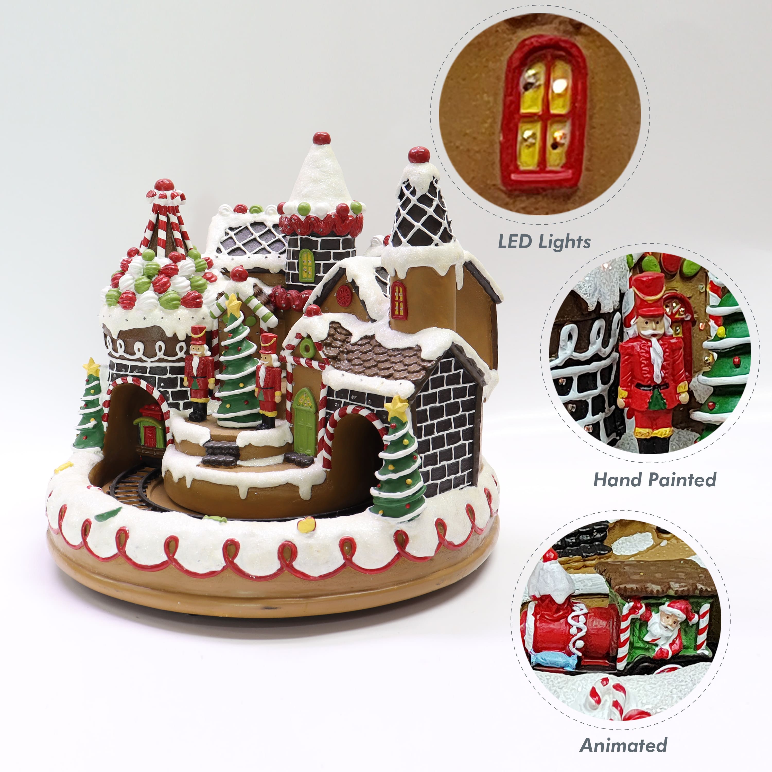 11" Animated Gingerbread Train Station