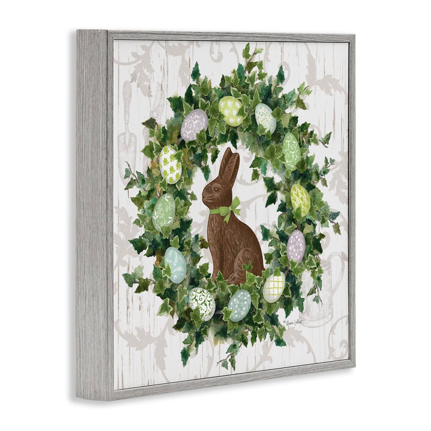 Stupell Industries Spring Easter Egg Wreath Framed Giclee Art