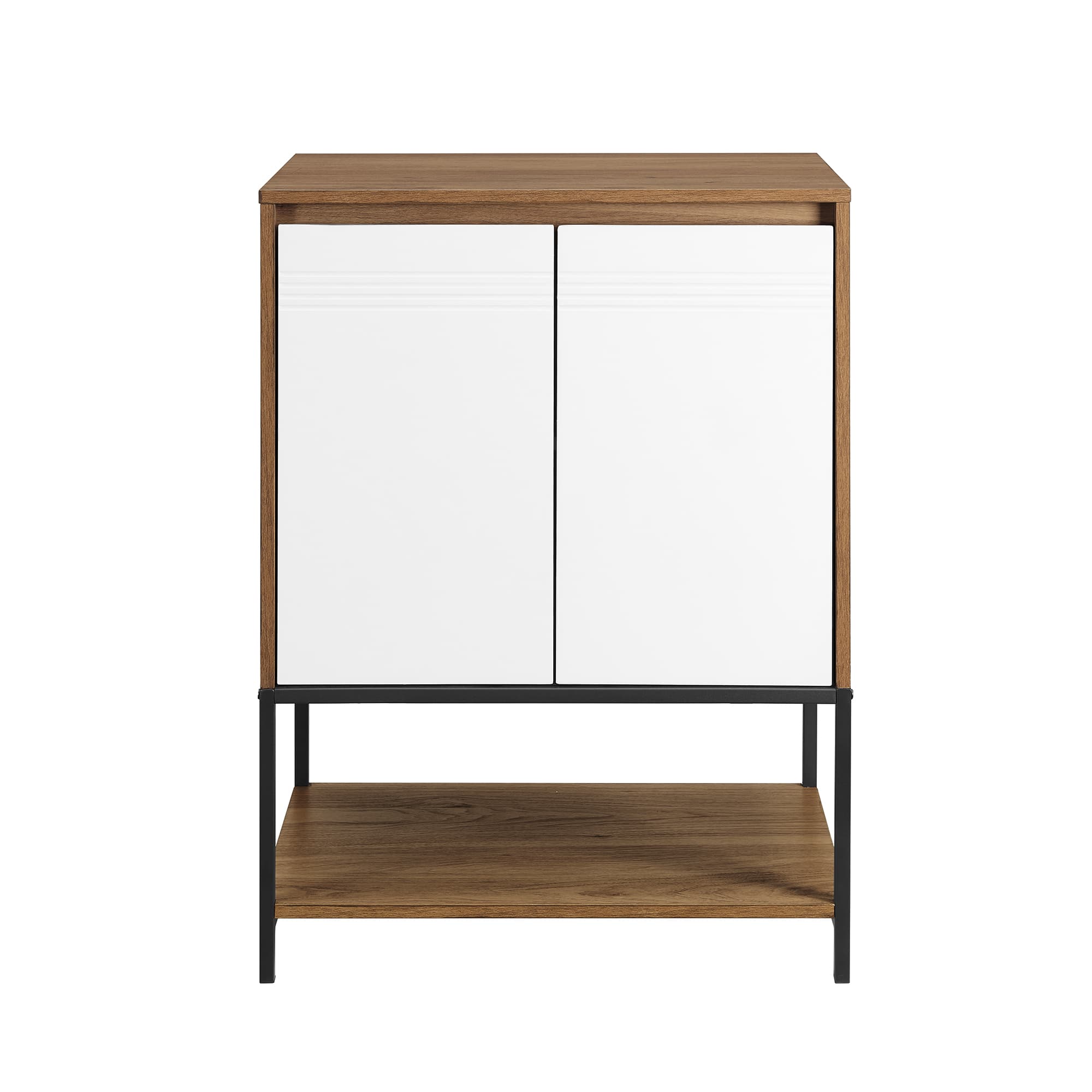 Walker Edison English Oak/White 2 Door Accent Cabinet