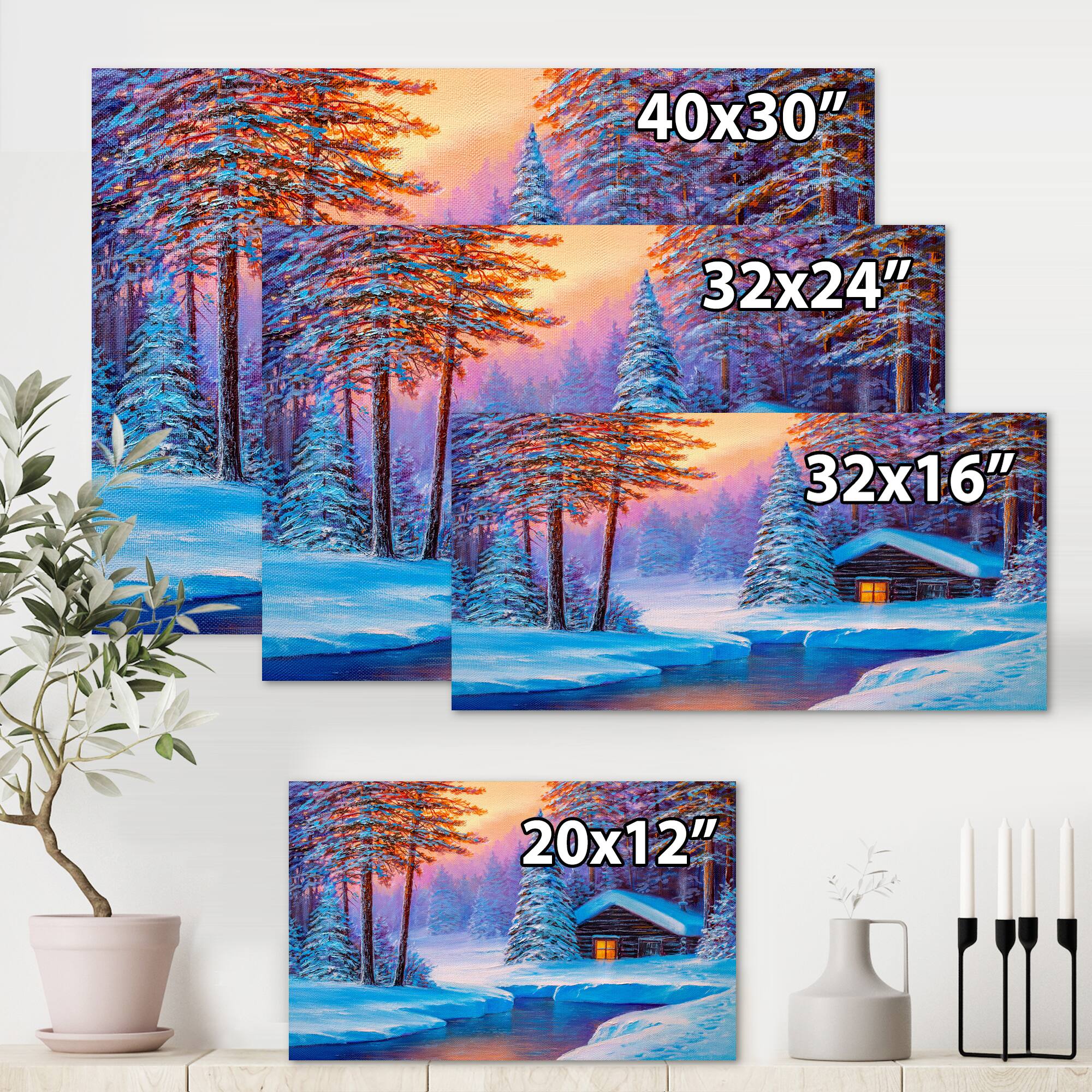 Designart - Old Cabin In Winter Forest I