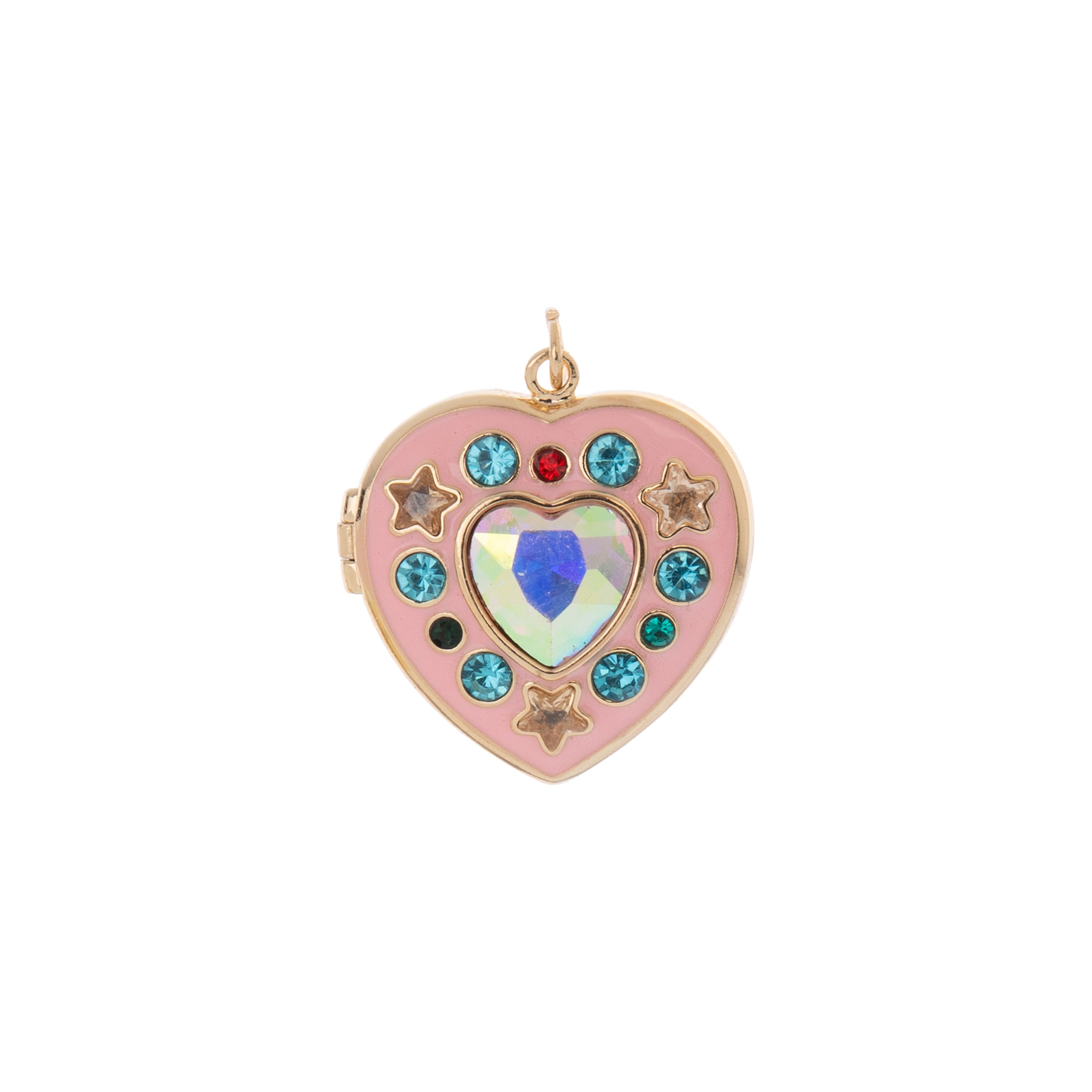 Gold & Pink Bejeweled Brass Heart Locket by Bead Landing™