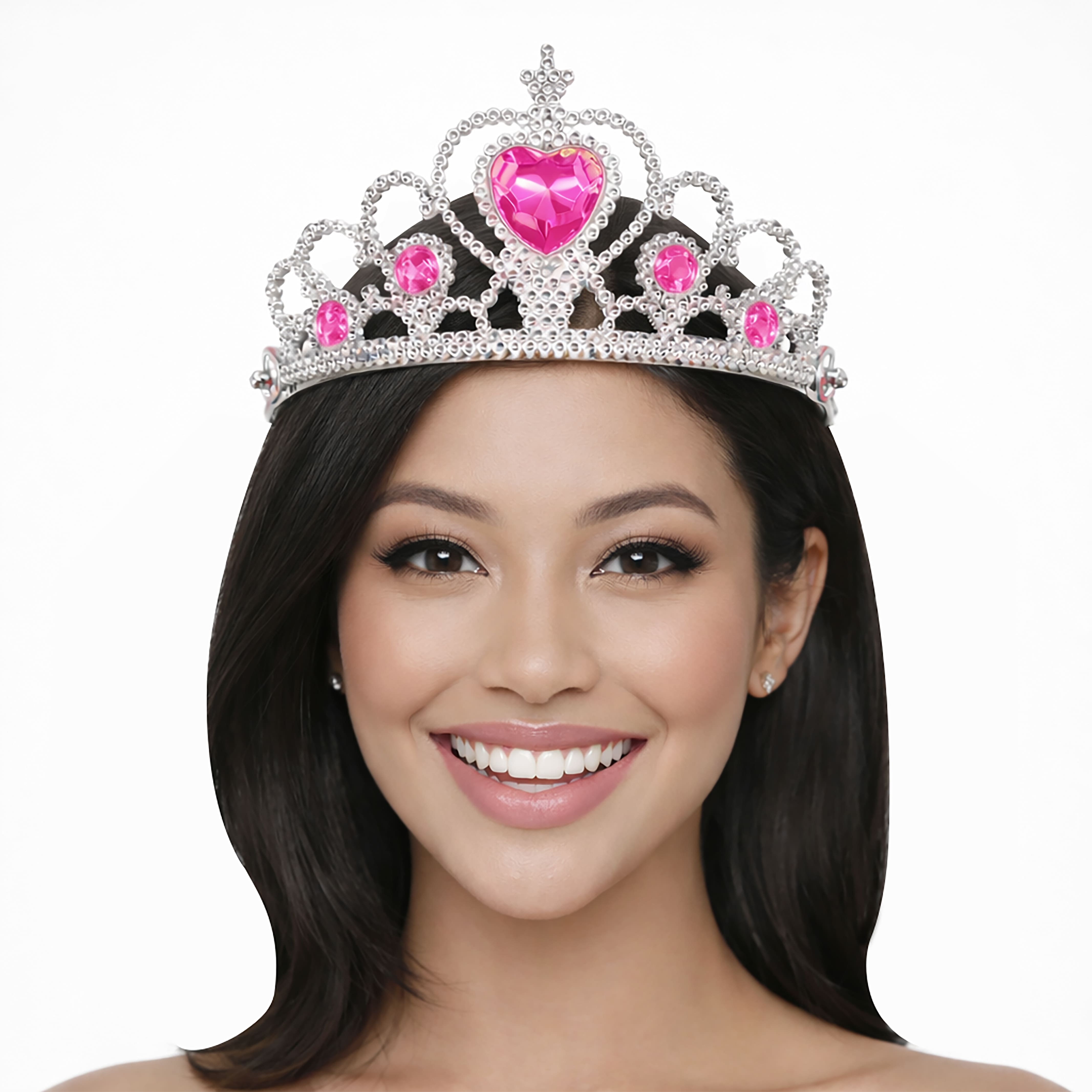 Adult Silver Plastic Costume Tiara with Gem