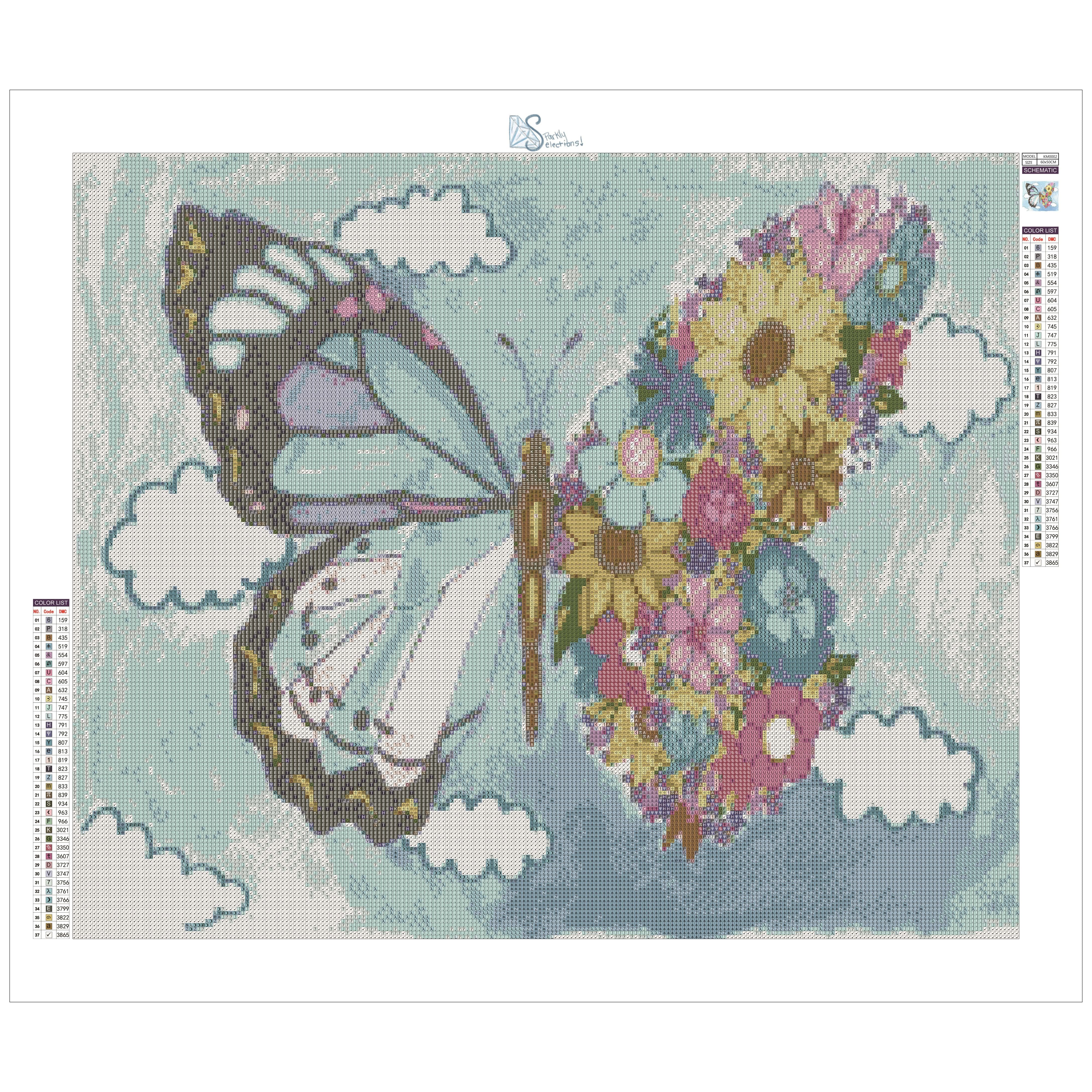 Sparkly Selections Flower Butterfly by Local Utah Artist Kristina M. Diamond Painting Kit, Round Diamonds