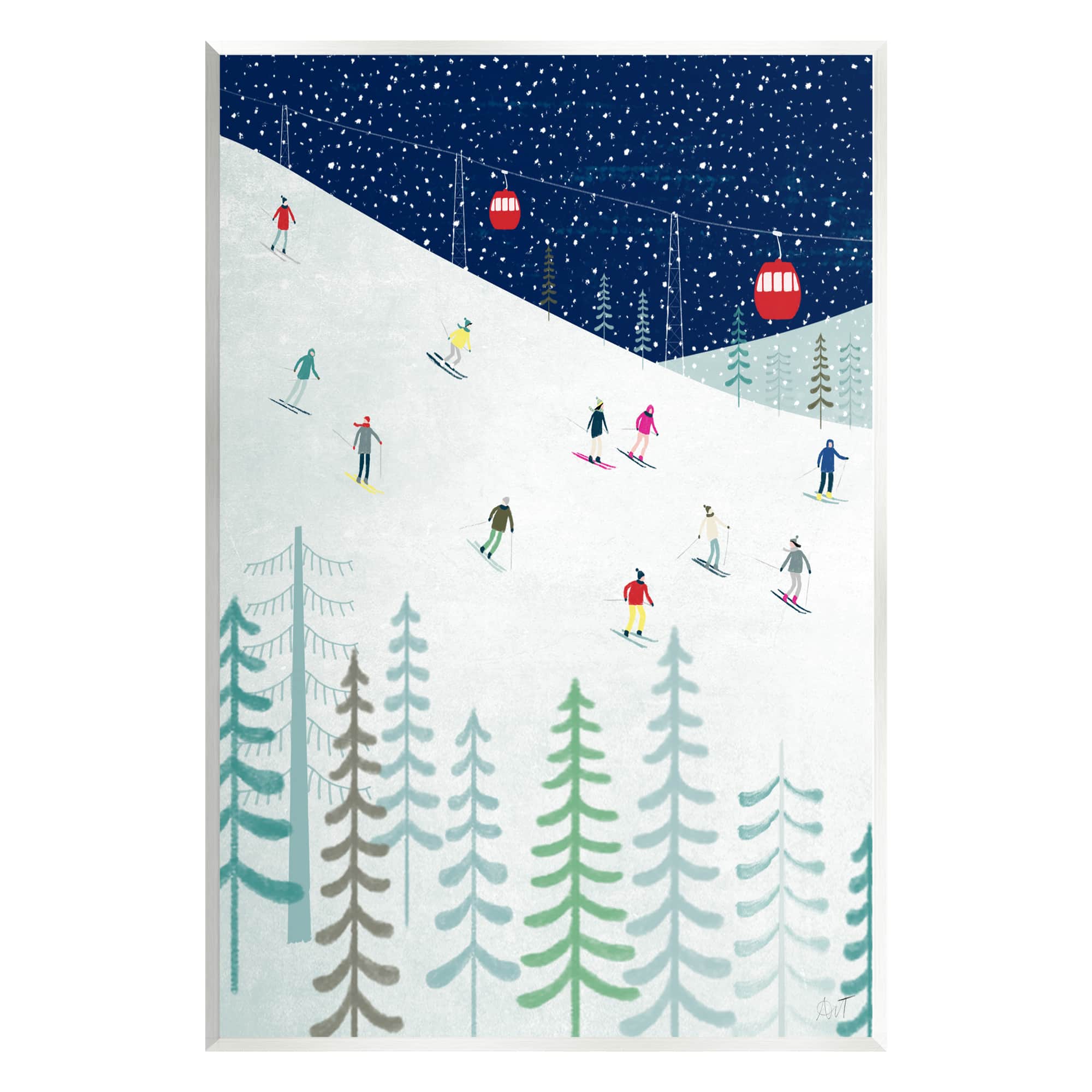 Stupell Industries Skiing Night Sky Winter Slopes Wall Plaque Art