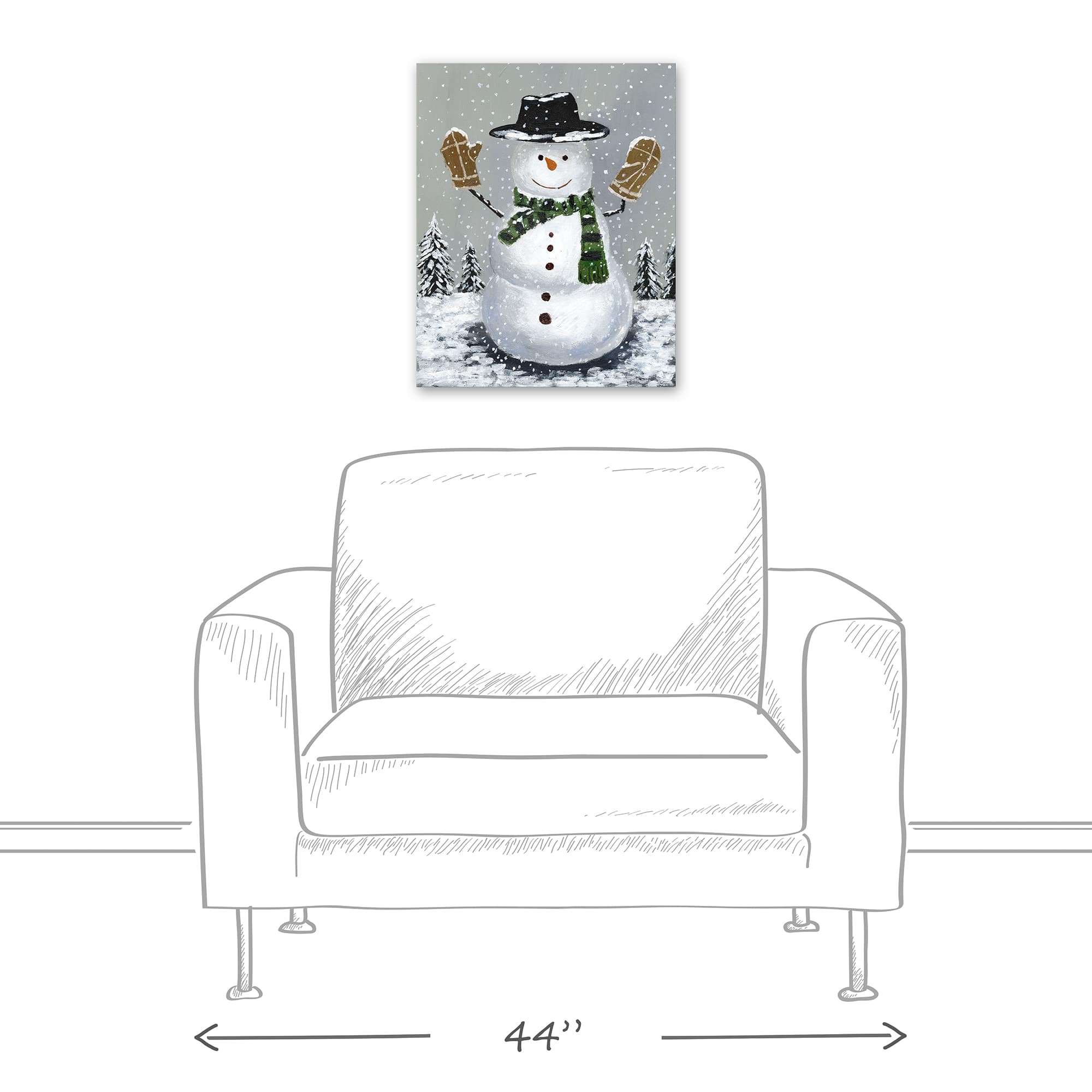 Wintery Snowman Canvas Wall Art