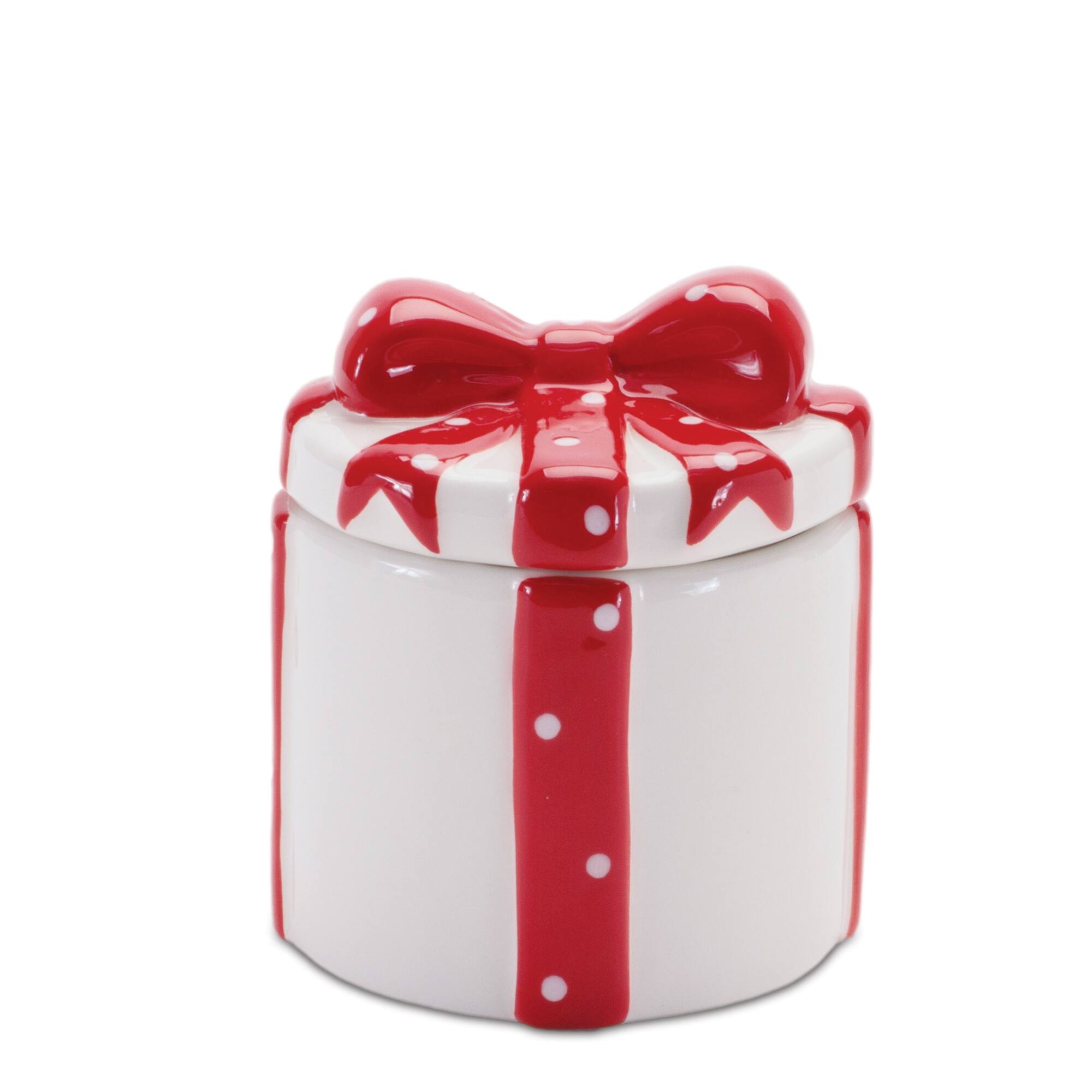 Melrose Red & White Ceramic Gift Box Containers with Red Bow Set