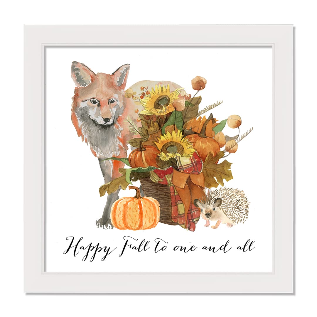 Fall Animals White Framed Print