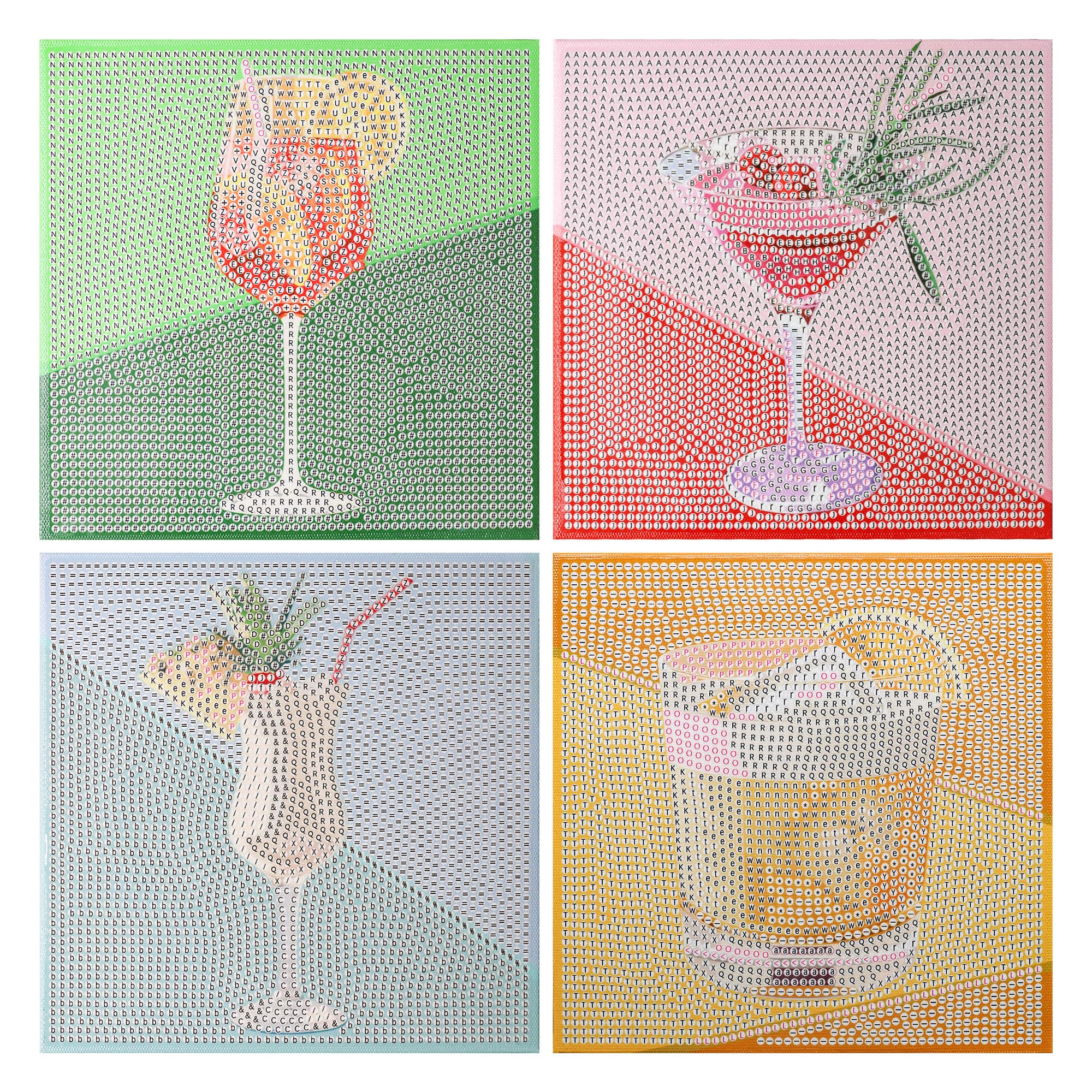 6" x 6" Cocktail Drinks 4-Piece Stretched Canvas Diamond Art Kit by Make Market®