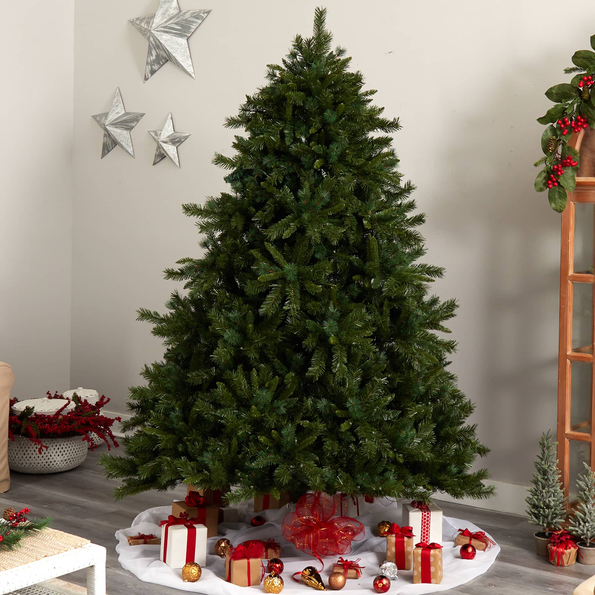 8ft. Pre-Lit Wyoming Mixed Pine Artificial Christmas Tree, Clear Lights