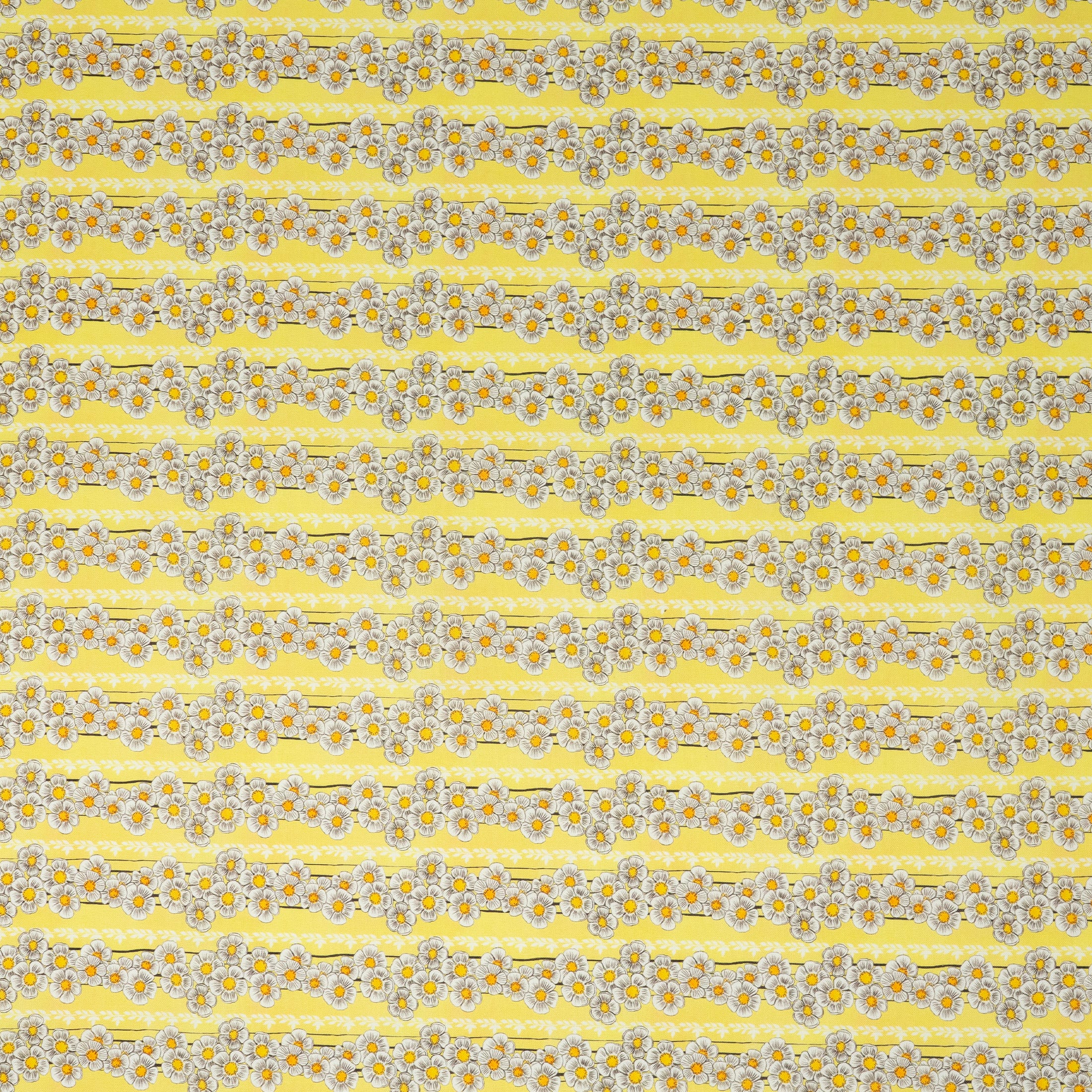 Stitch & Sparkle Maries Picnic Collection Light Yellow Daisy Fabric