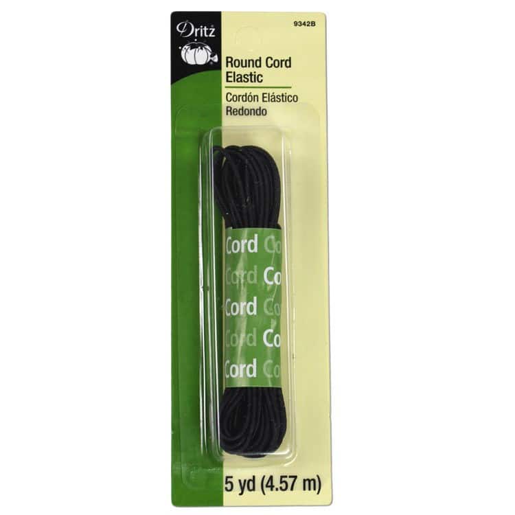 Black Round Cord Elastic - 5 Yards